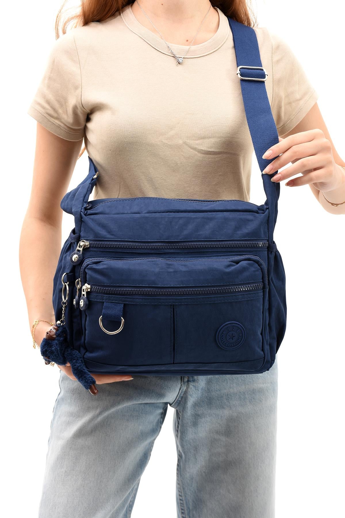 Çapraz Askılı Ultra Hafif Çok Cepli Bayan Omuz Çantası Laci (Model: 571-6D) 