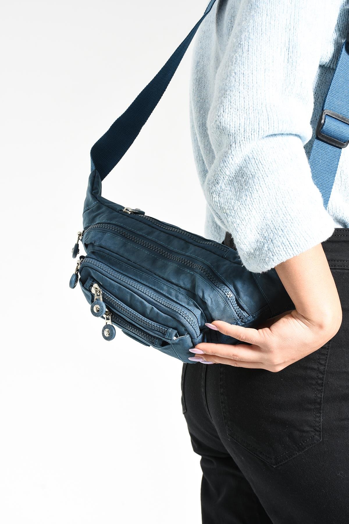 Çok Cepli Bel Çantası Unisex Mavi (Model: 571-7F) 