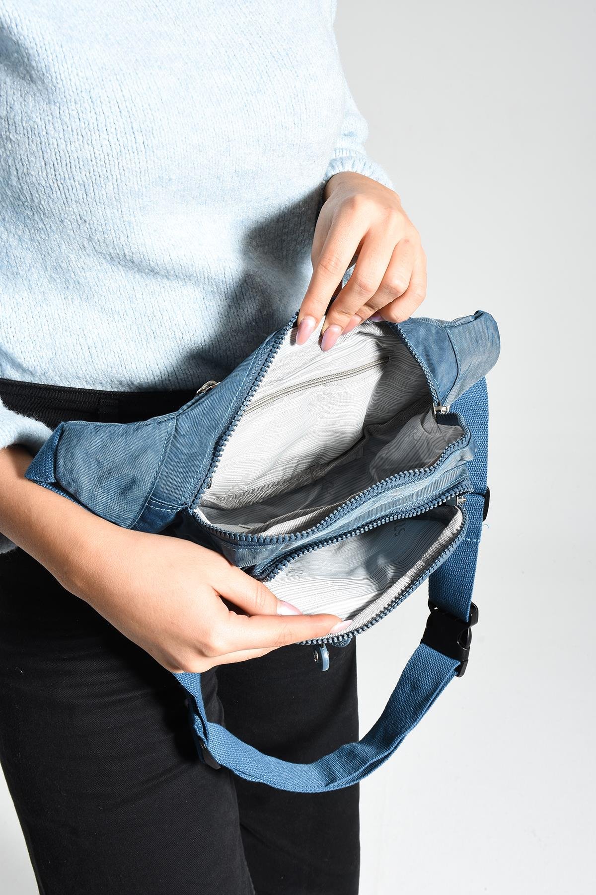 Çok Cepli Bel Çantası Unisex Mavi (Model: 571-7F) 