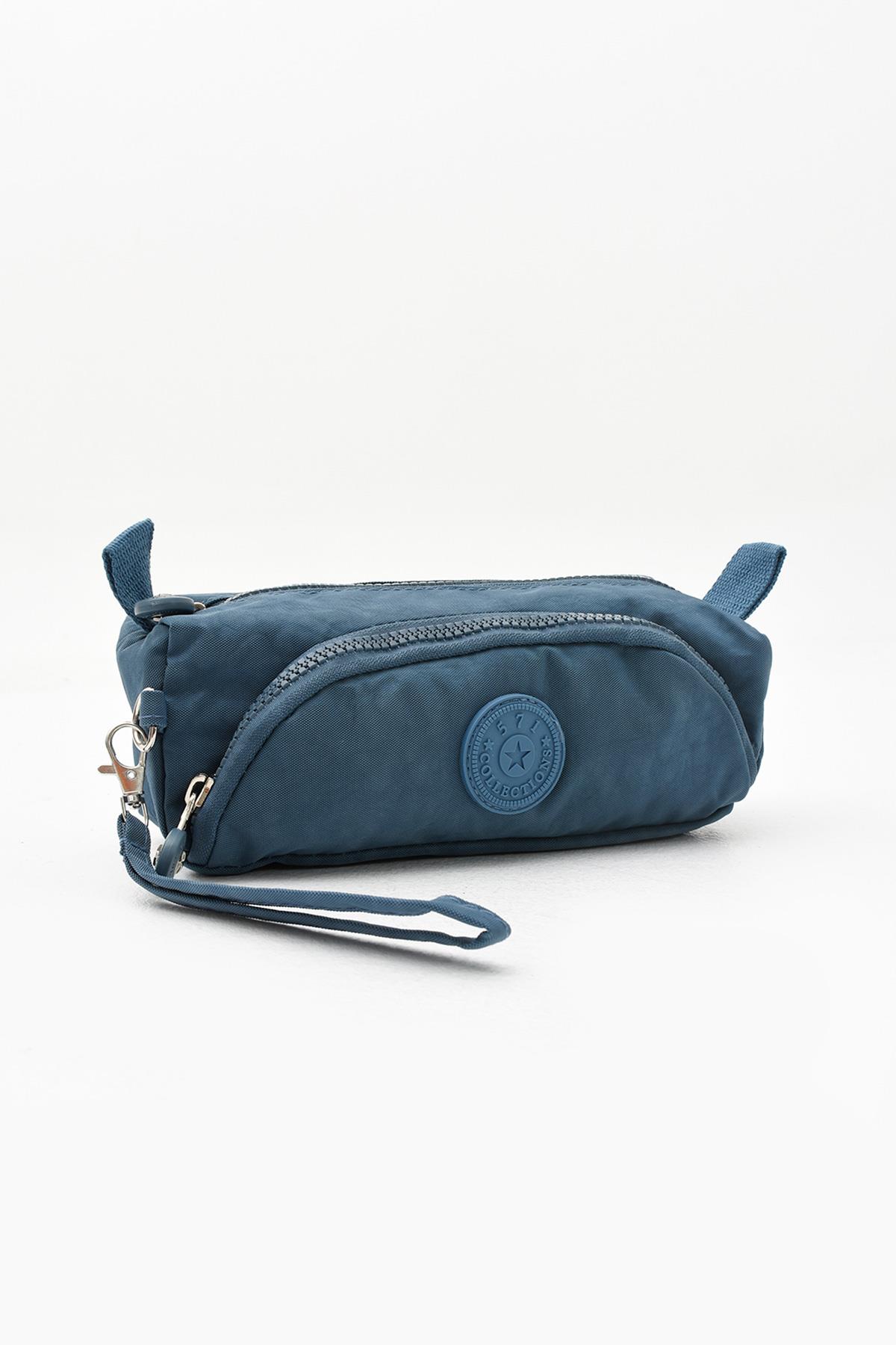 İki Bölmeli Kalemlik (Yıkanabilir ve Su Geçirmez, Makyaj Çantası ) Mavi (Model: 571-15J)