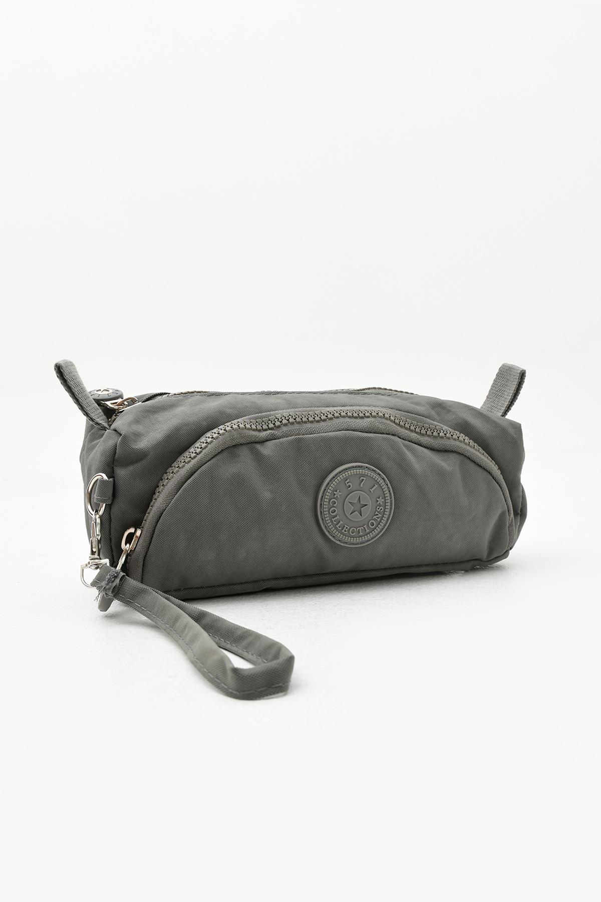 İki Bölmeli Kalemlik (Yıkanabilir ve Su Geçirmez, Makyaj Çantası ) Gri (Model: 571-15J)