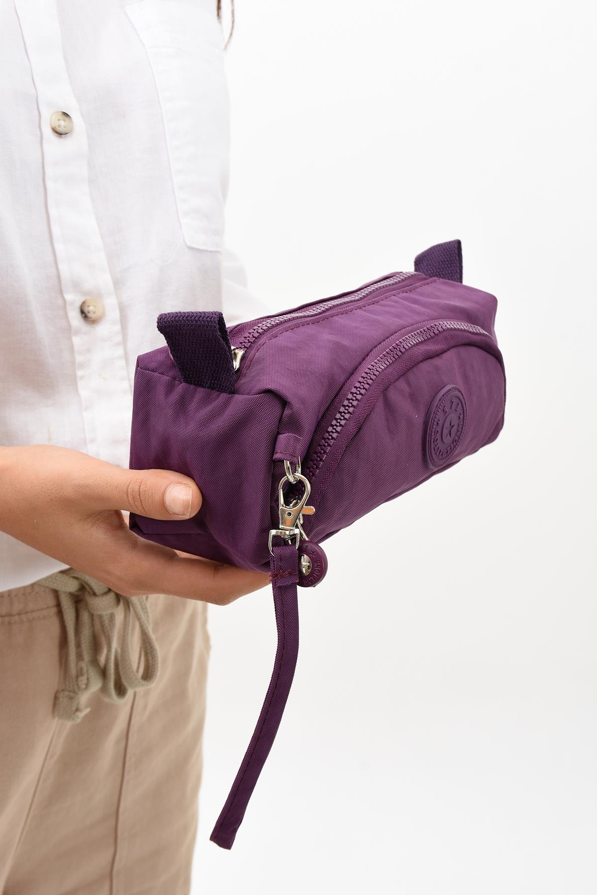 İki Bölmeli Kalemlik (Yıkanabilir ve Su Geçirmez, Makyaj Çantası ) Mor (Model: 571-15J)