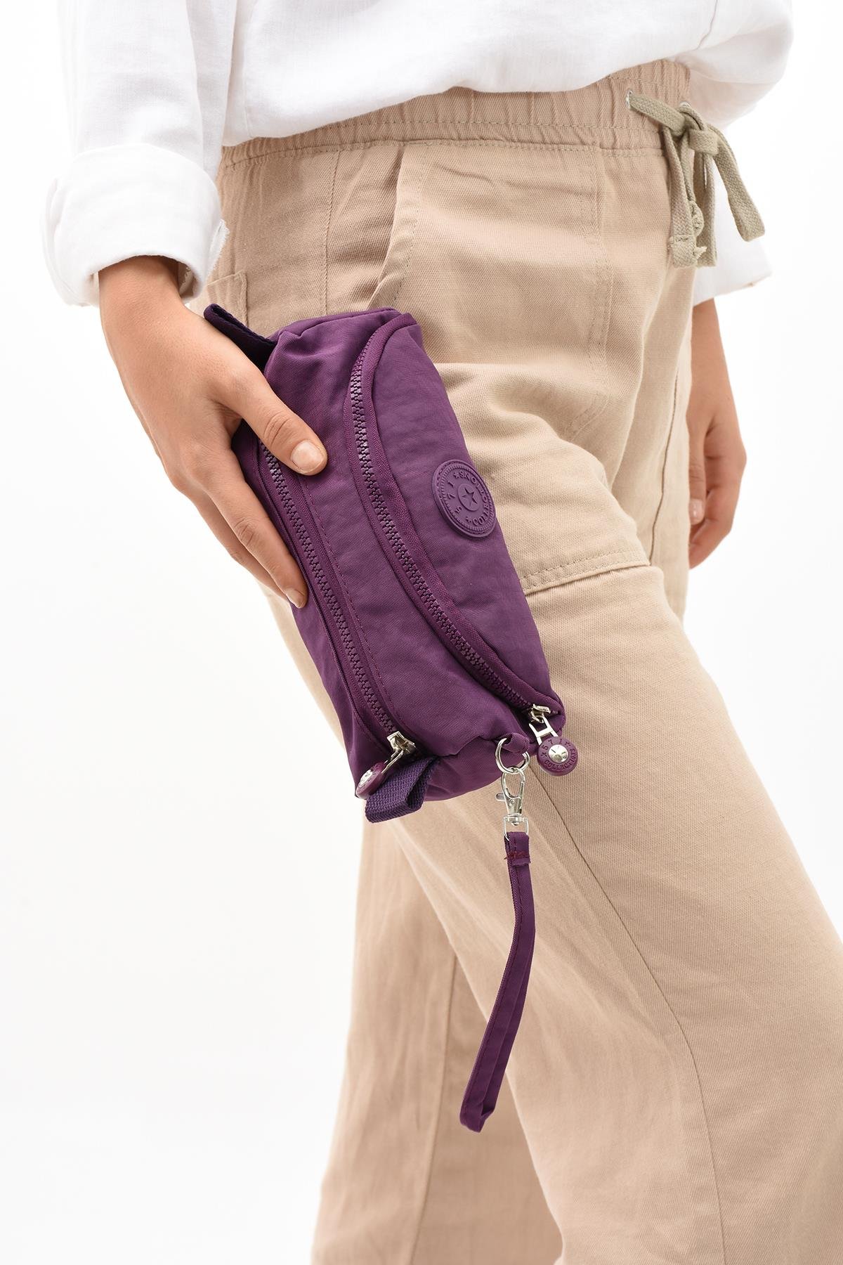 İki Bölmeli Kalemlik (Yıkanabilir ve Su Geçirmez, Makyaj Çantası ) Mor (Model: 571-15J)