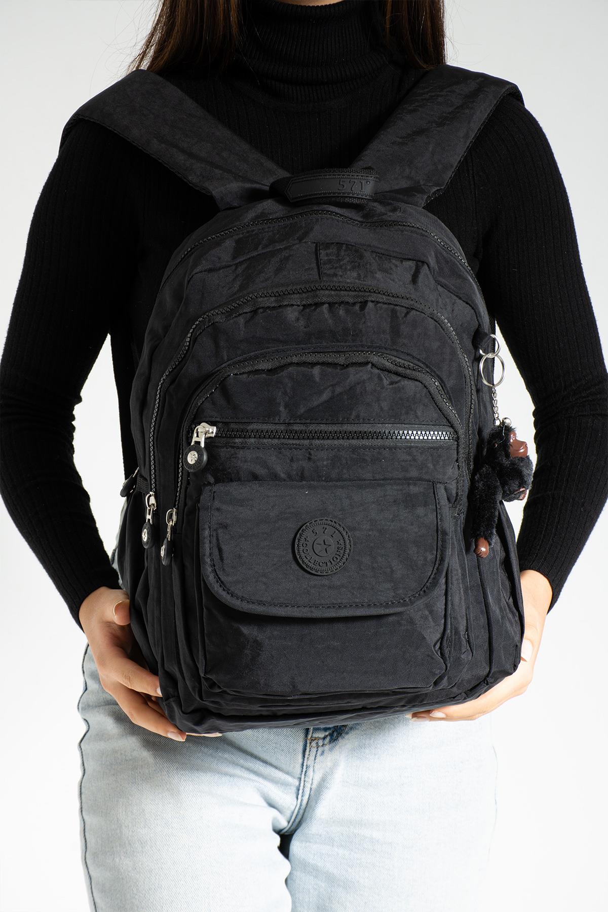 Orta Boy Sırt Çantası Ultra Hafif Çok Cepli Unisex Siyah (Model: 571-3J)