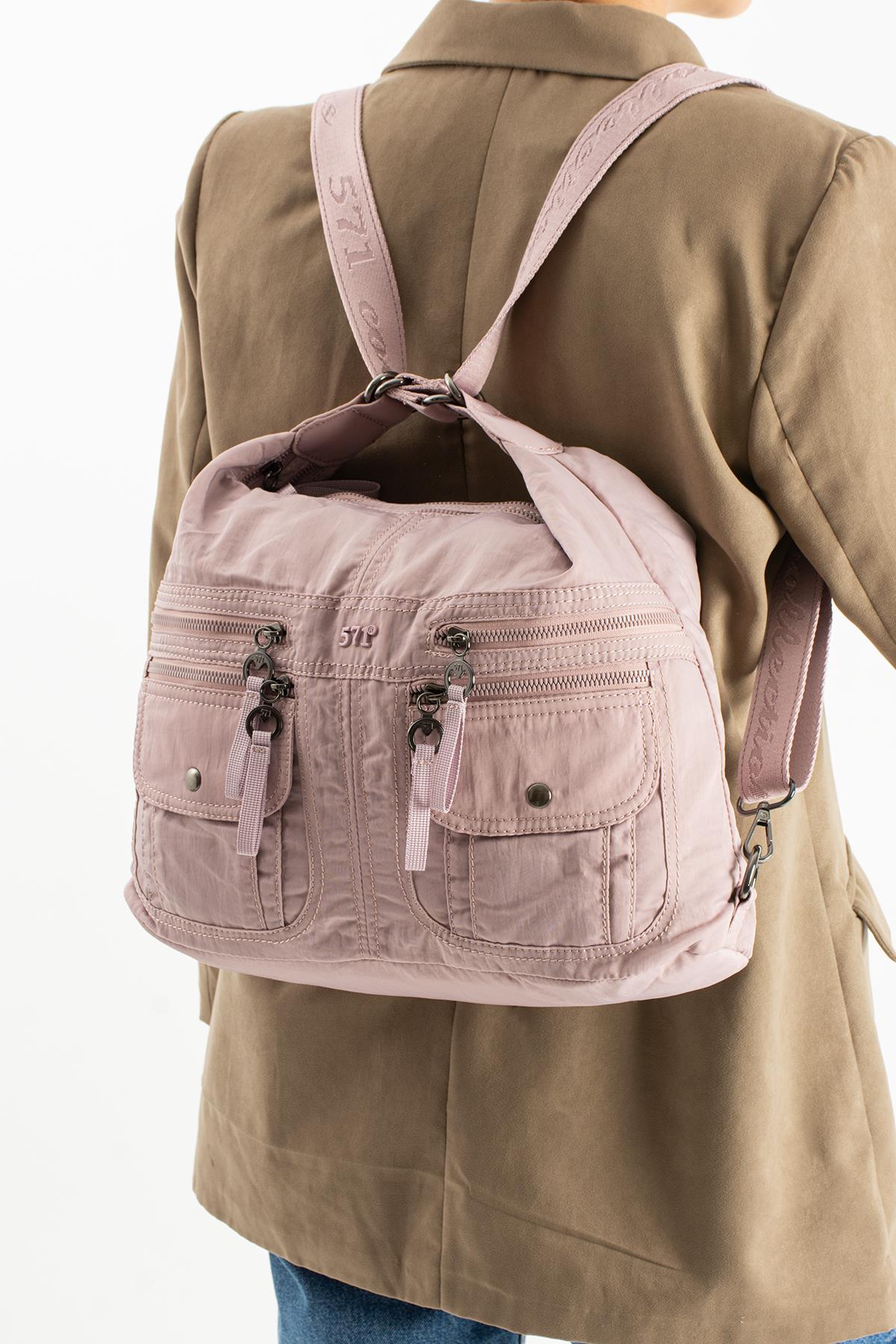 571-13-14JPolyamid Kumaş Sırt, Omuz ve Kol Çantası Pembe Model: (571-13-14J)