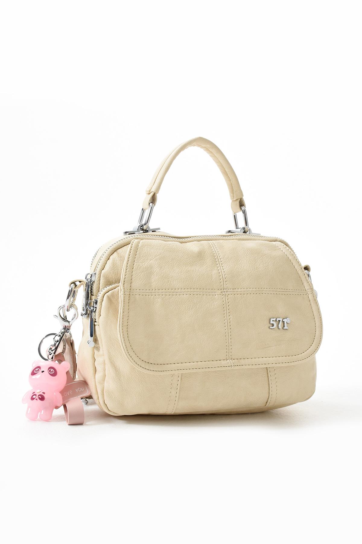 Suni Deri Omuz Çantası Bej (Model: 571-13-17I) 