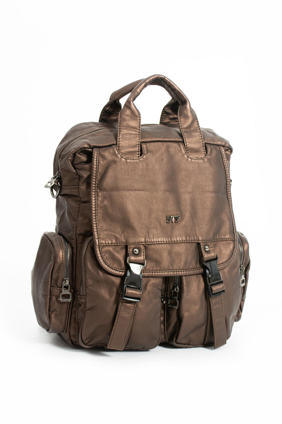 Suni Deri Omuz Çantası Bronz (Model: 571-13-10H) 