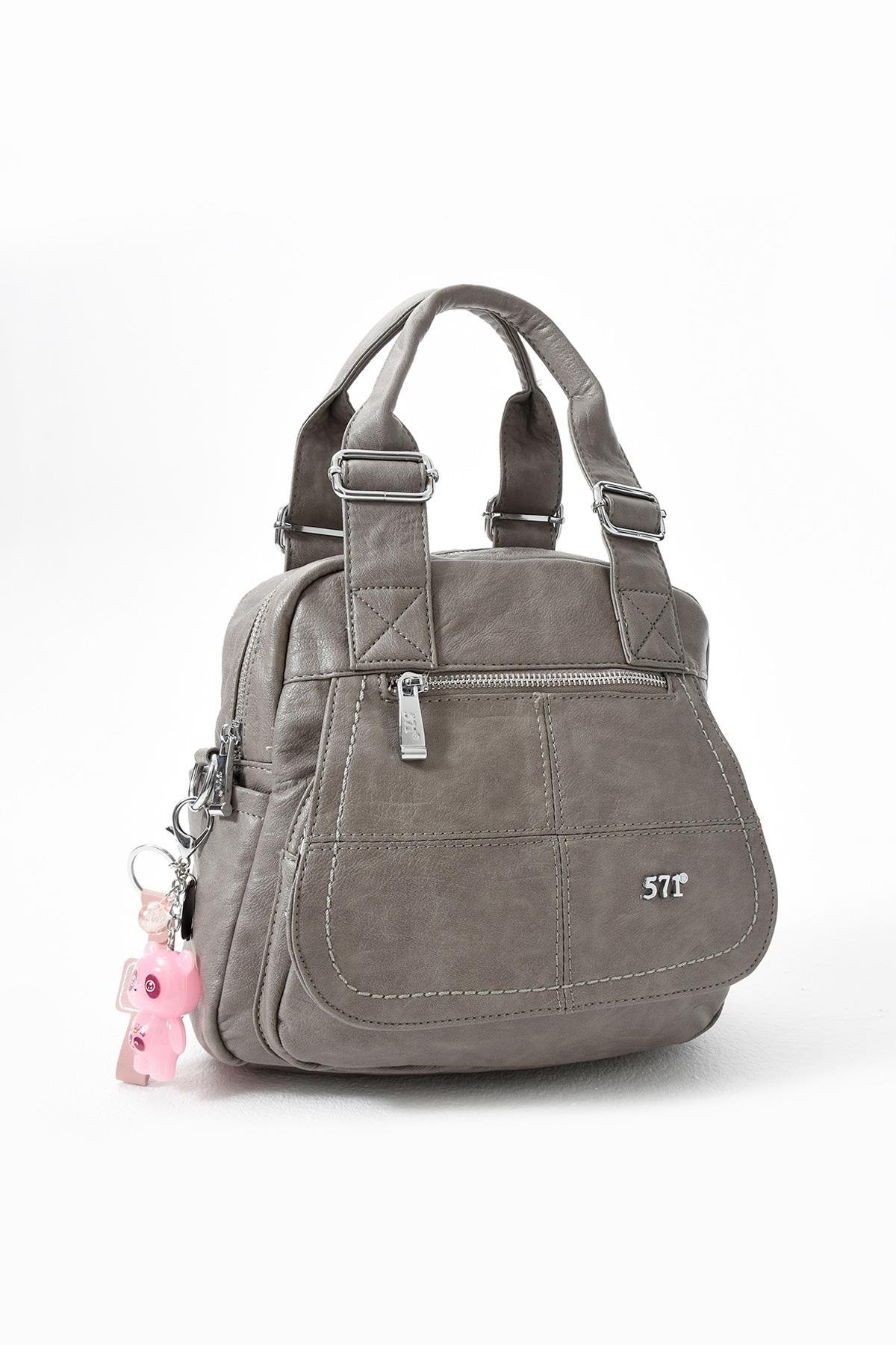 Suni Deri Omuz Çantası Gri (Model: 571-13-17L) 