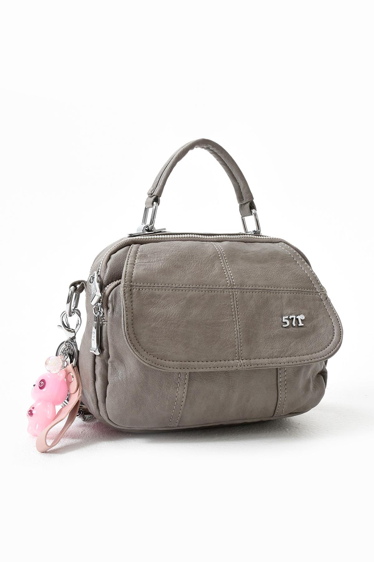 Suni Deri Omuz Çantası Gri (Model: 571-13-17I) 