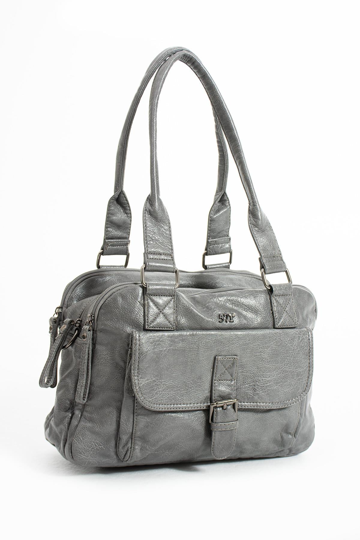 Suni Deri Omuz Çantası Gri (Model: 571-13-13K) 