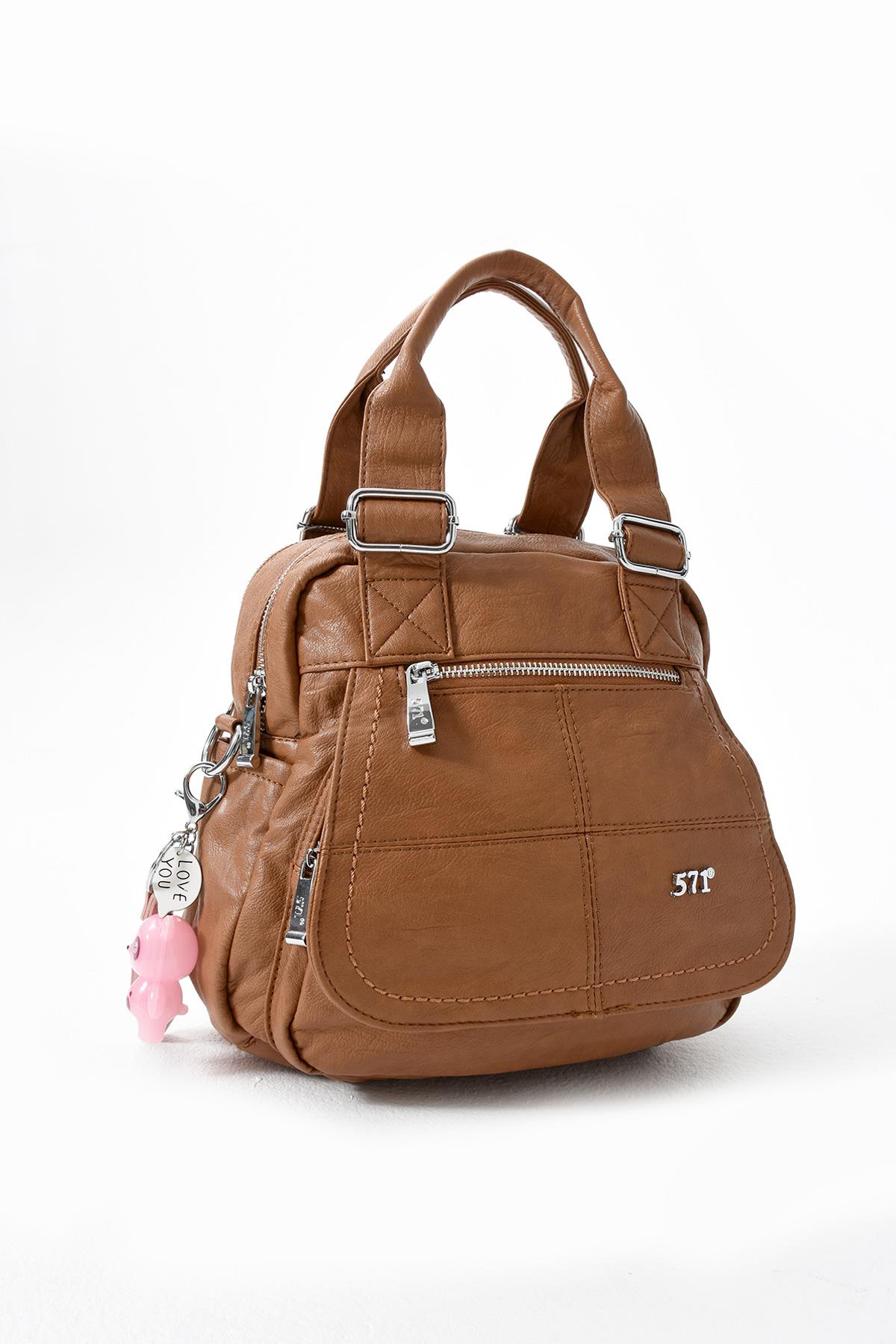 Suni Deri Omuz Çantası Kahve Rengi (Model: 571-13-17L) 
