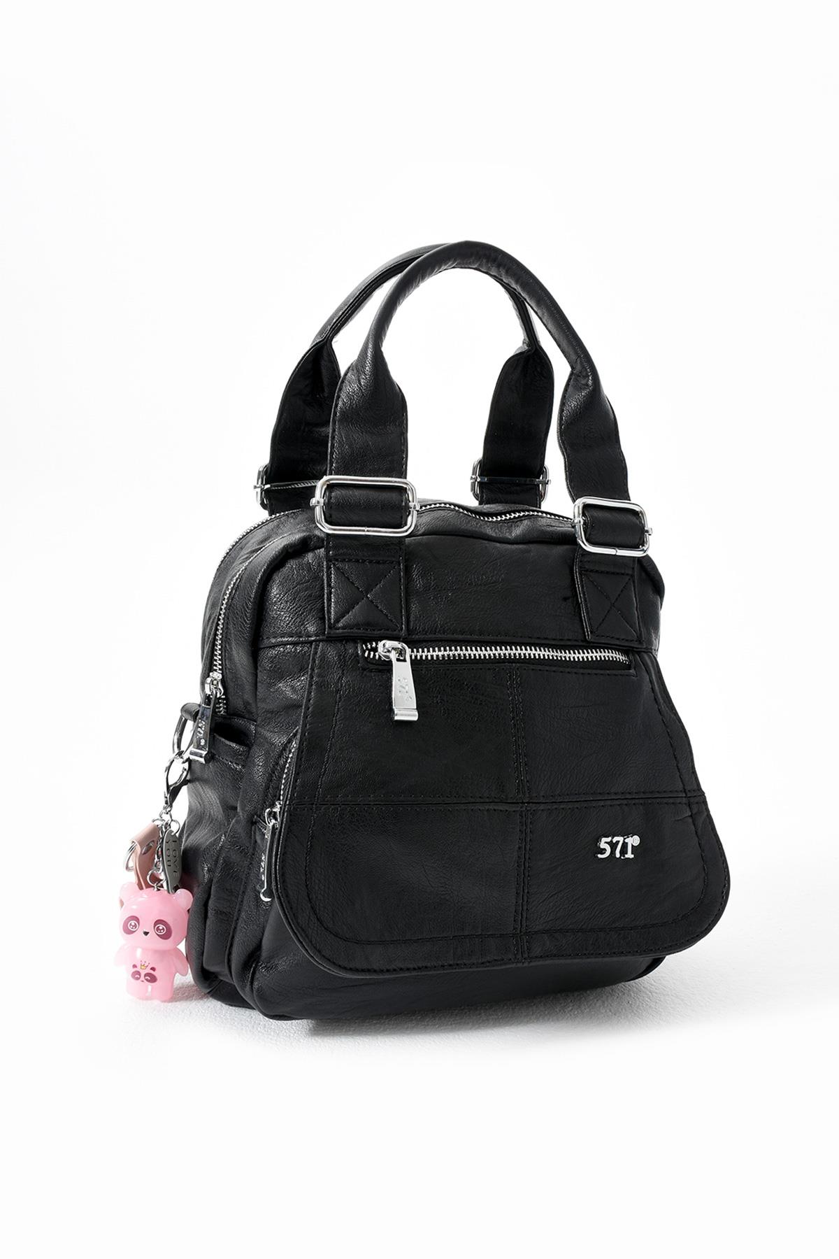 Suni Deri Omuz Çantası Siyah (Model: 571-13-17L) 