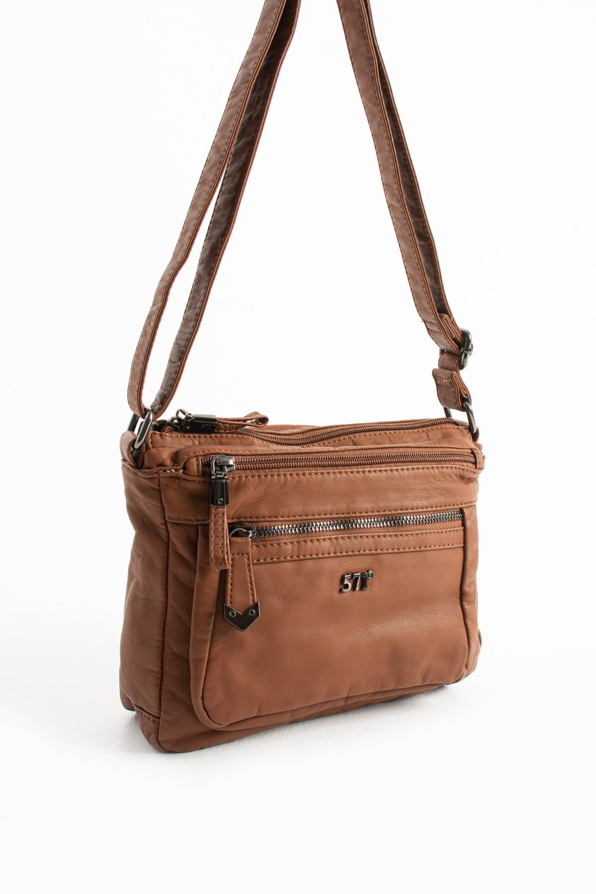 Suni Deri Omuz Çantası Taba (Model: 571-13-10J) 