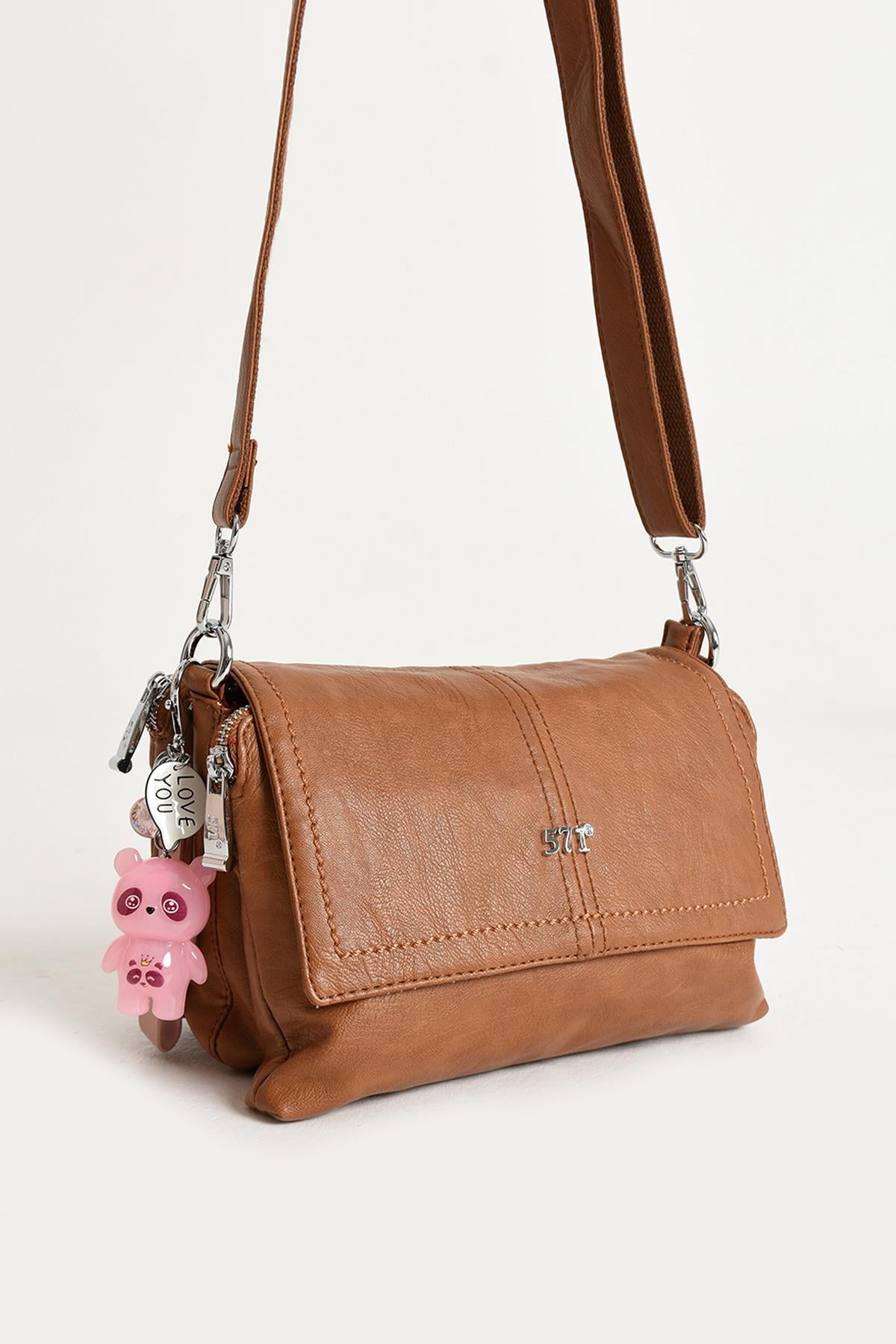 Suni Deri Omuz Çantası Taba (Model: 571-13-17M) 