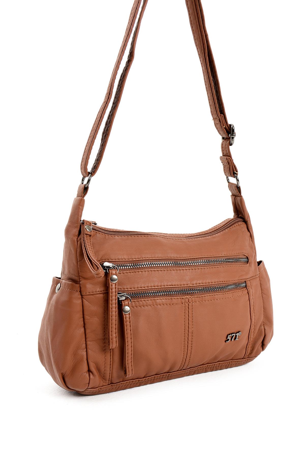 Suni Deri Omuz Çantası Taba (Model: 571-13-10M) 