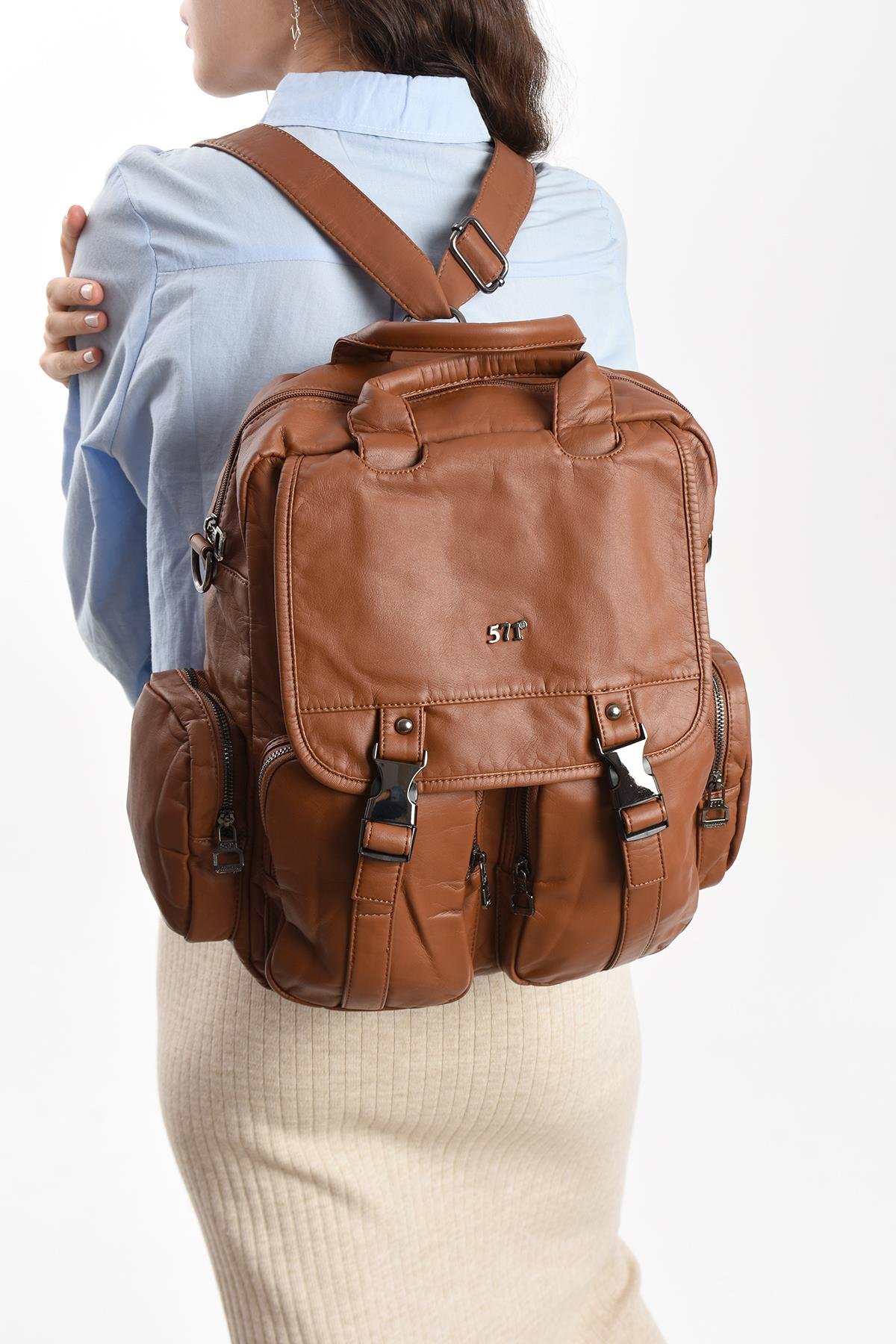 Suni Deri Omuz Çantası Taba (Model: 571-13-10H) 