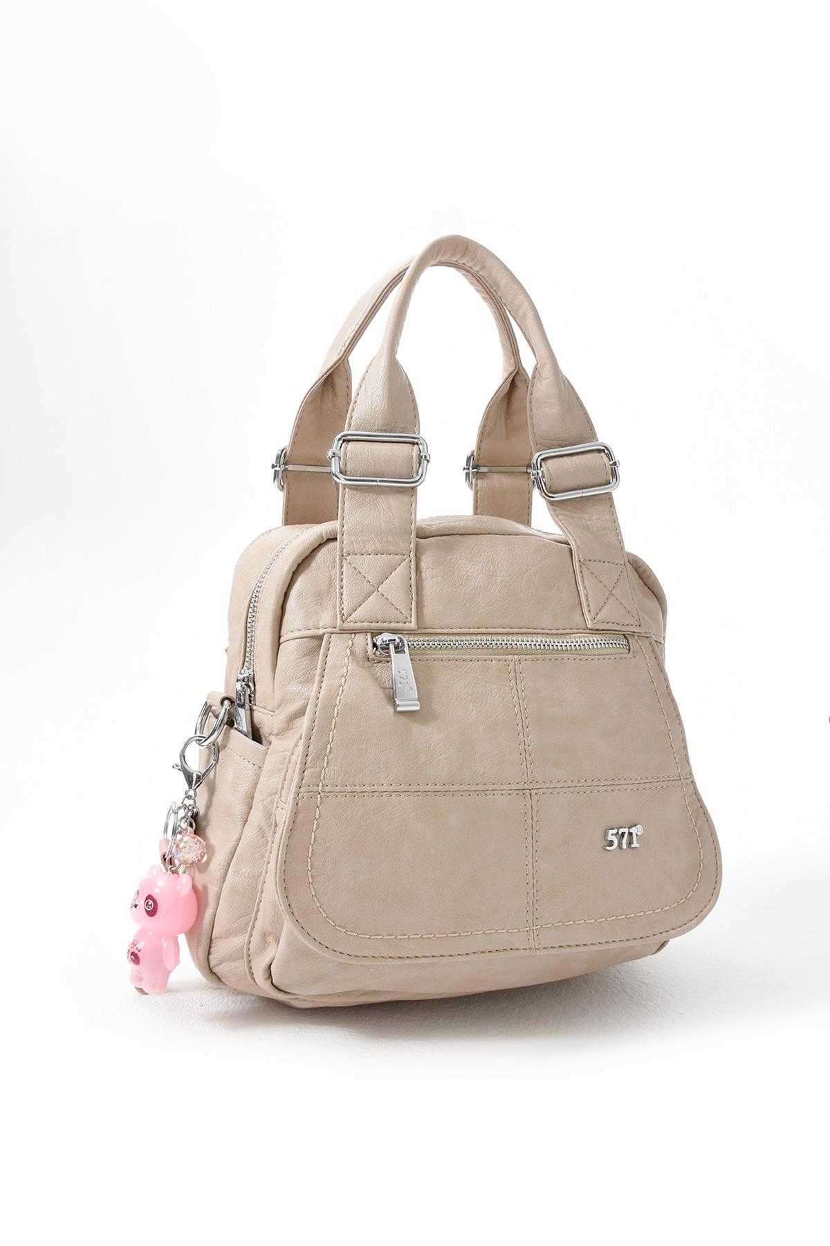 Suni Deri Omuz Çantası Vizon (Model: 571-13-17L) 