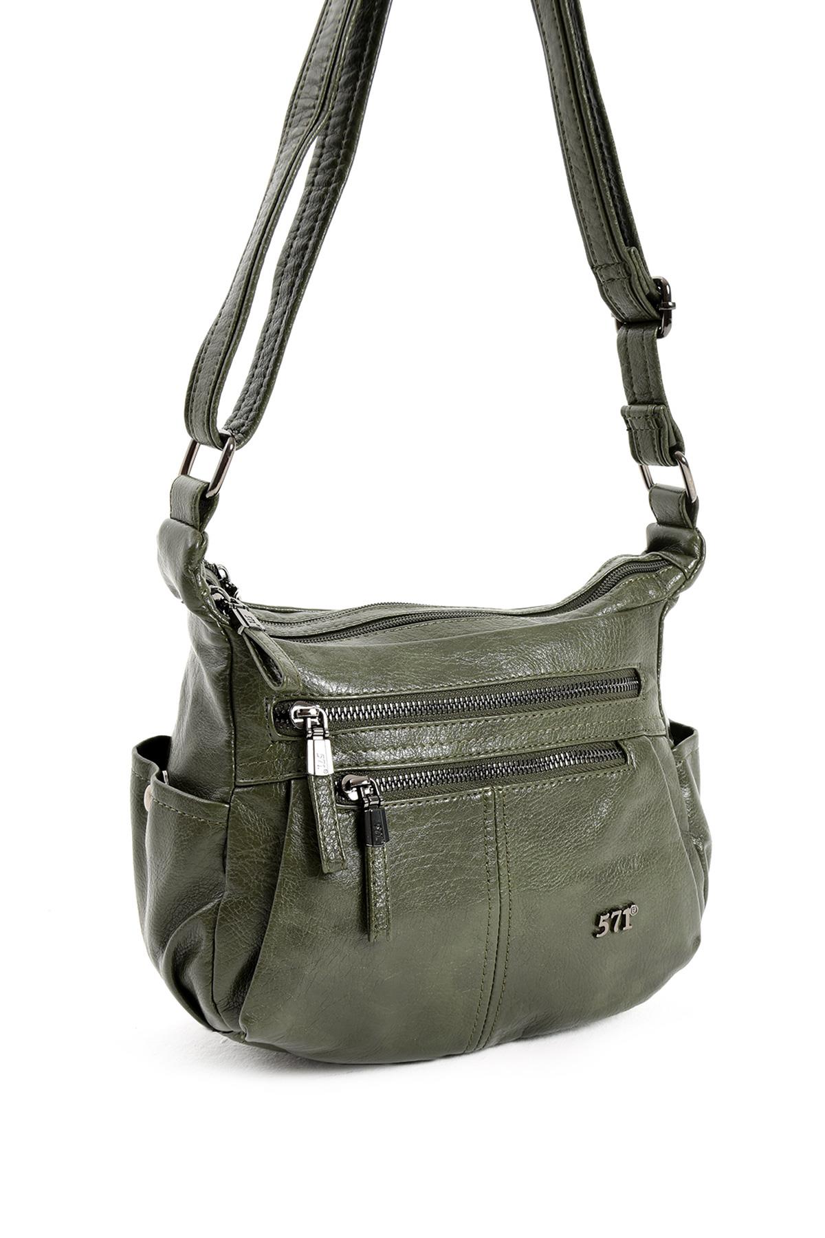 Suni Deri Omuz Çantası Yeşil (Model: 571-13-13H) 