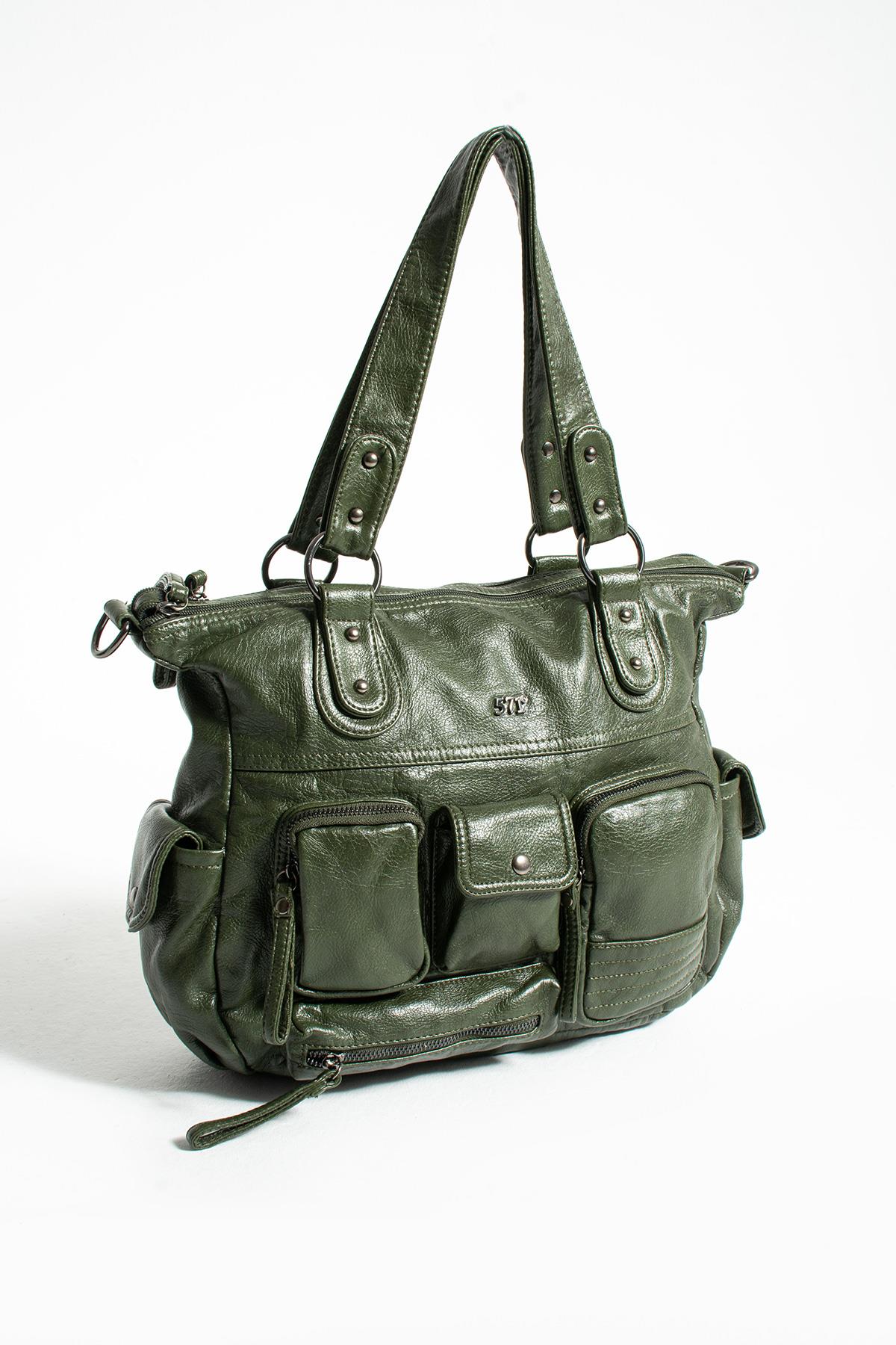 Suni Deri Omuz Çantası Yeşil (Model: 571-13-13L) 