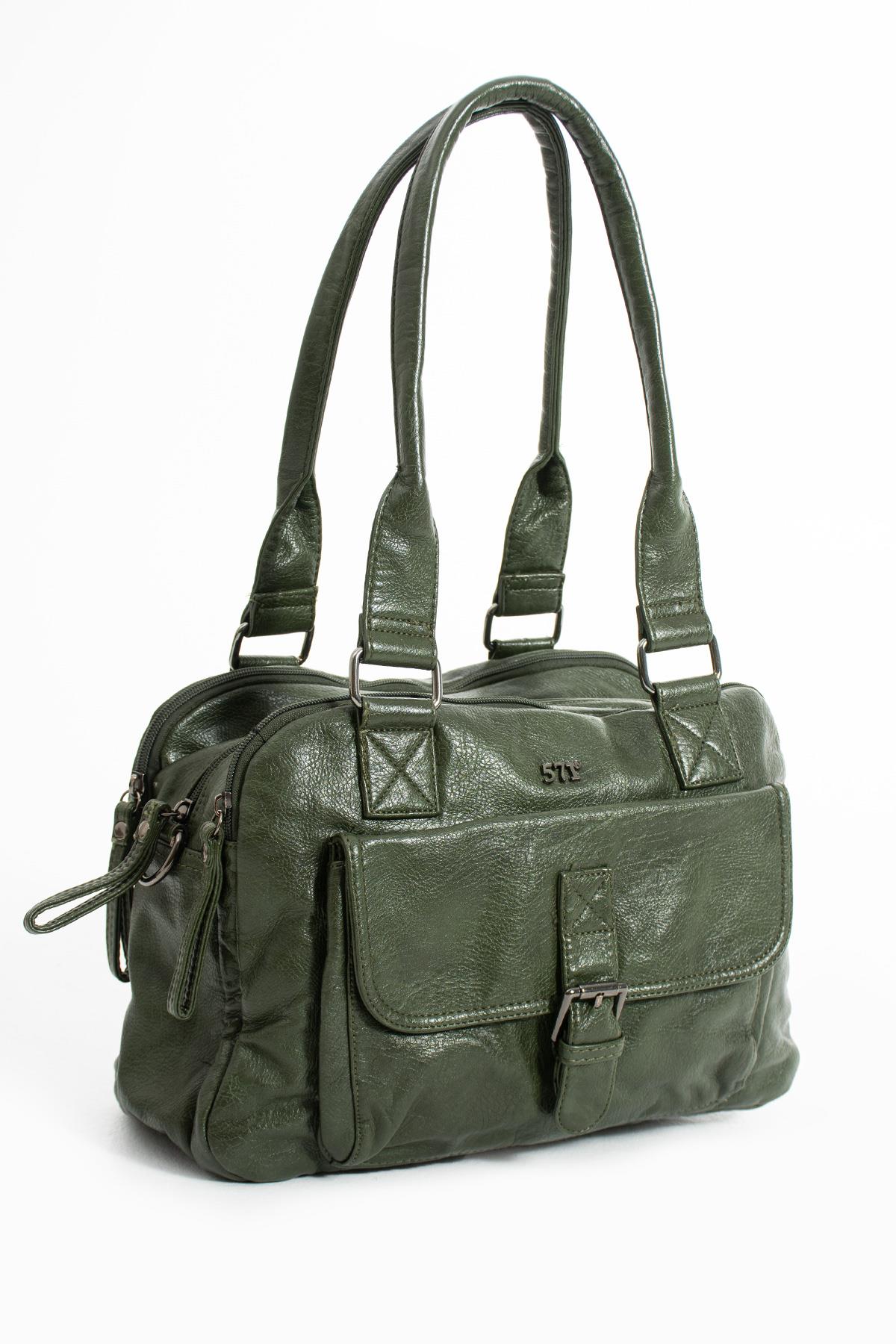 lly様 Suni Deri Omuz Çantası Yeşil (Model: 571-13-13K)