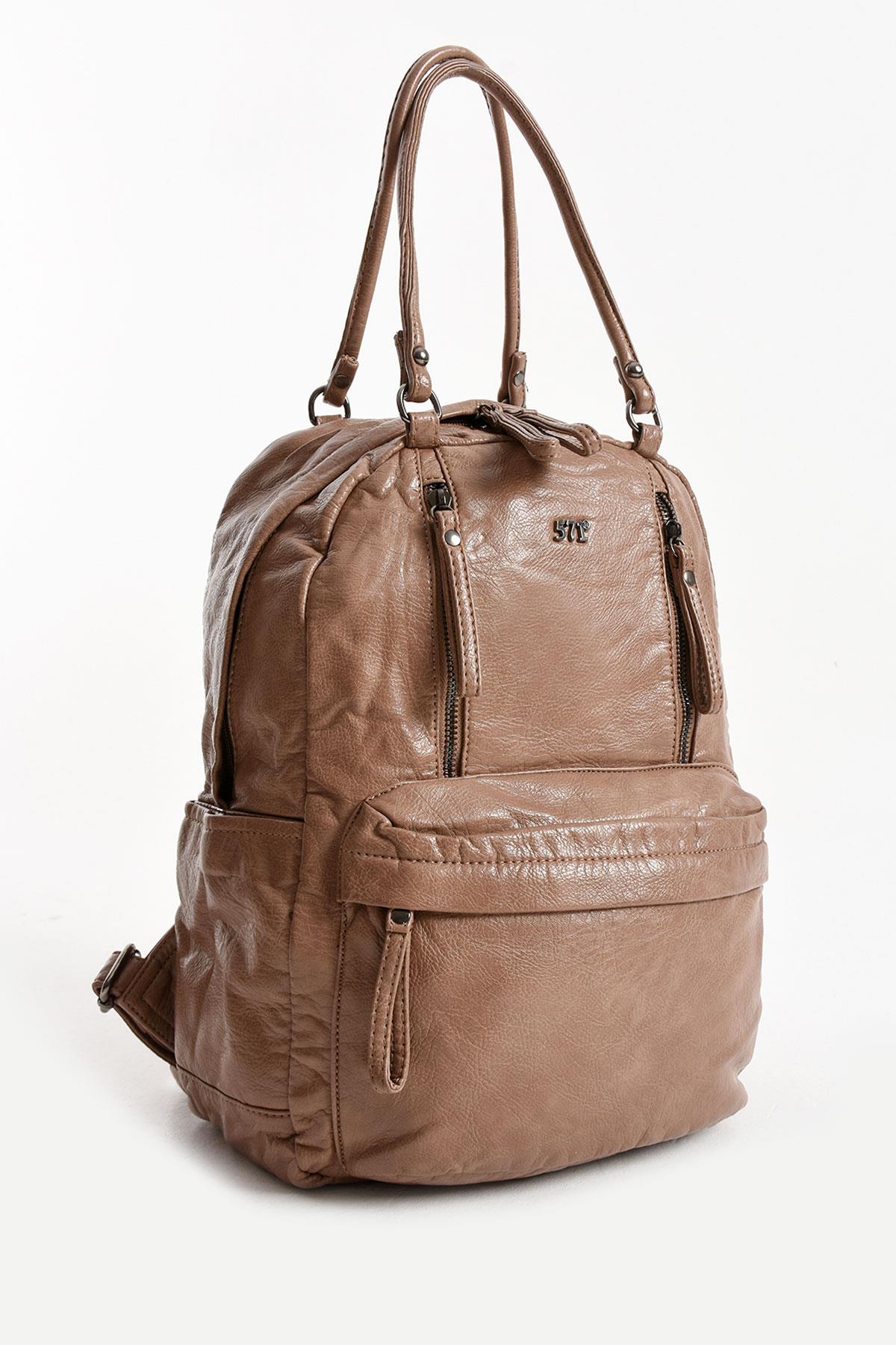 Suni Deri Sırt Çantası Bronz (Model: 571-11-12J)