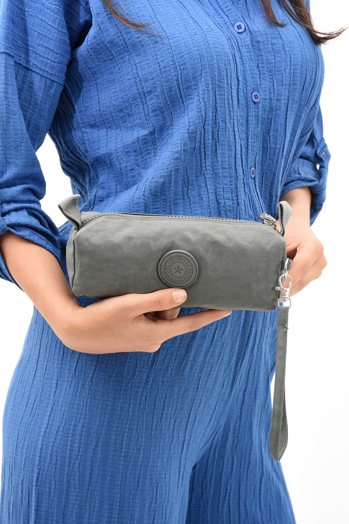 Tek Bölmeli Kalemlik (Yıkanabilir ve Su Geçirmez, makyaj çantası ) Gri (Model: 571-15H)