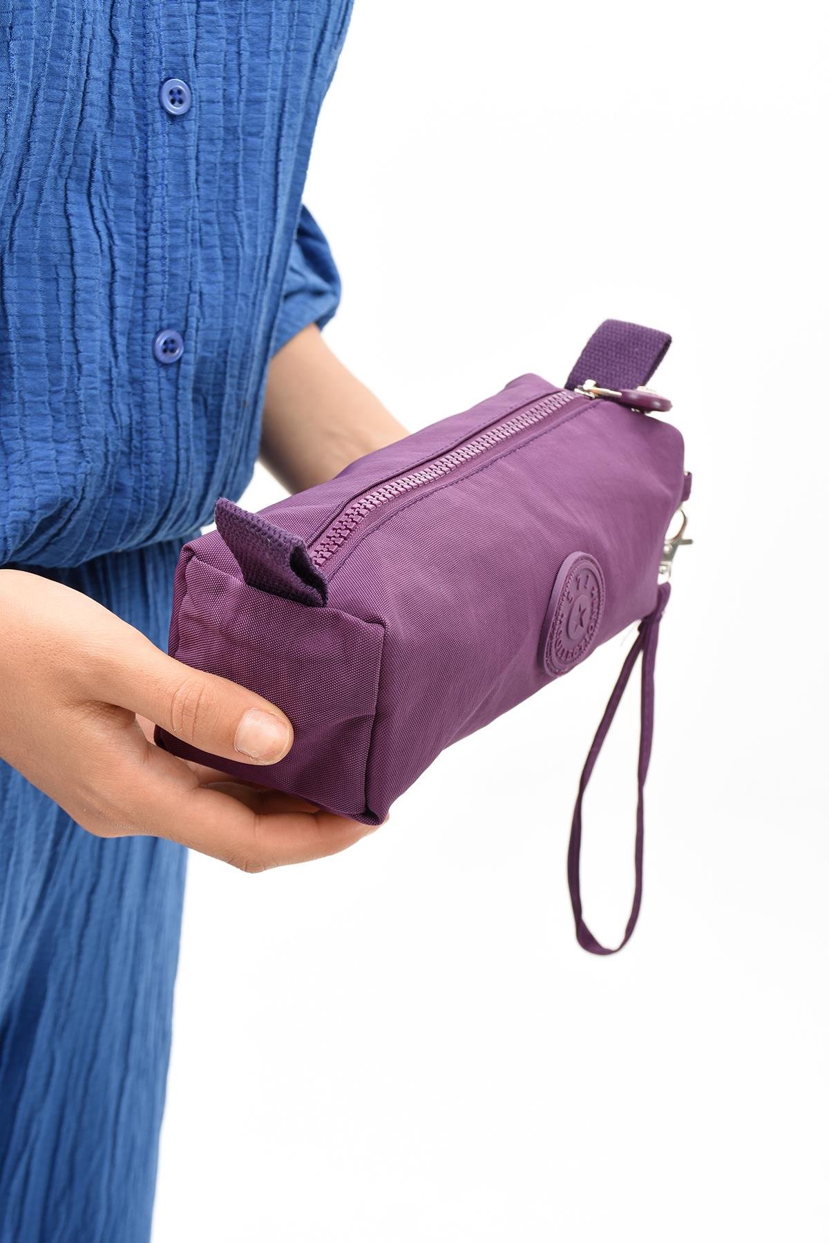 Tek Bölmeli Kalemlik (Yıkanabilir ve Su Geçirmez, makyaj çantası ) Mor (Model: 571-15H)