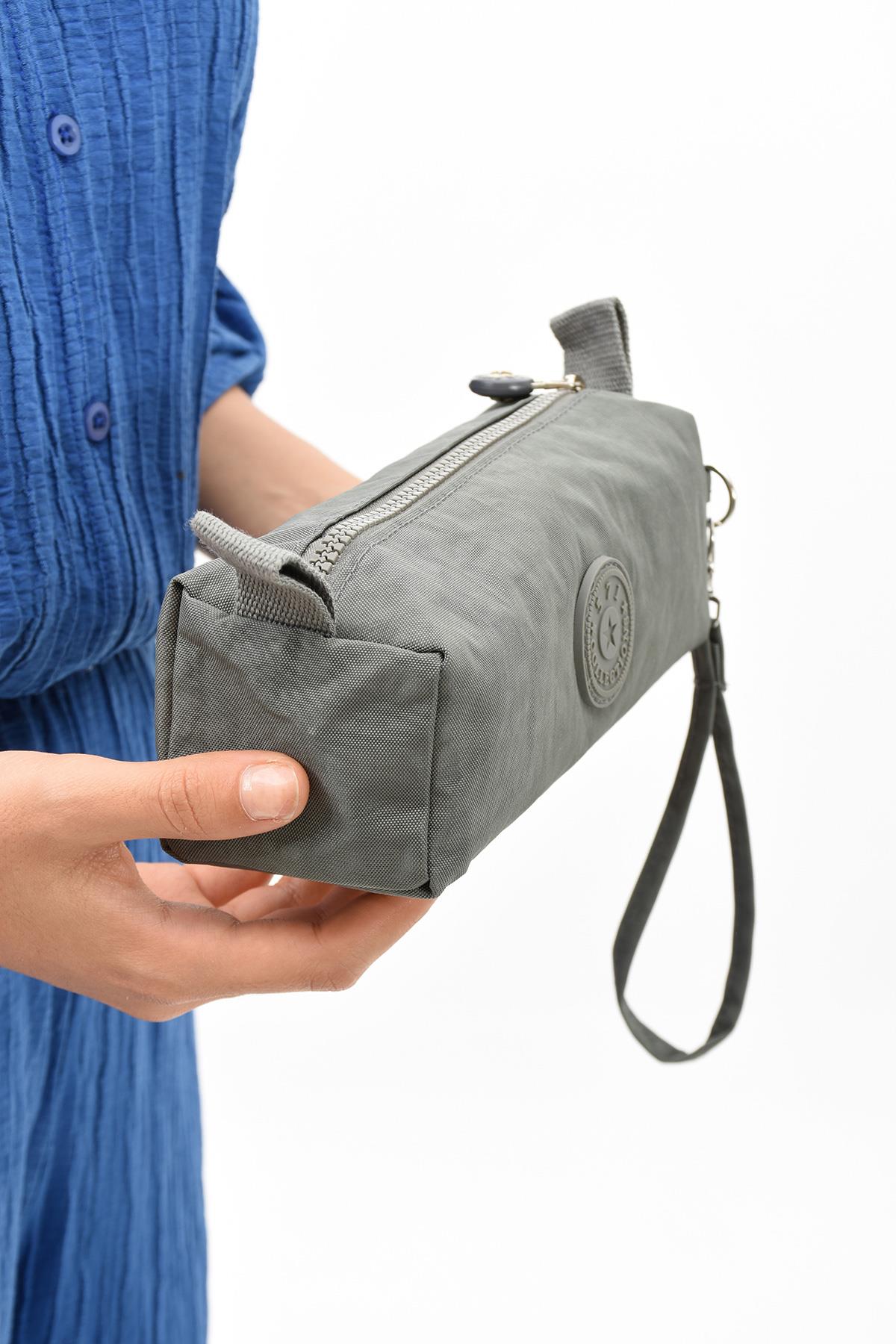 Tek Bölmeli Kalemlik (Yıkanabilir ve Su Geçirmez, makyaj çantası ) Gri (Model: 571-15H)