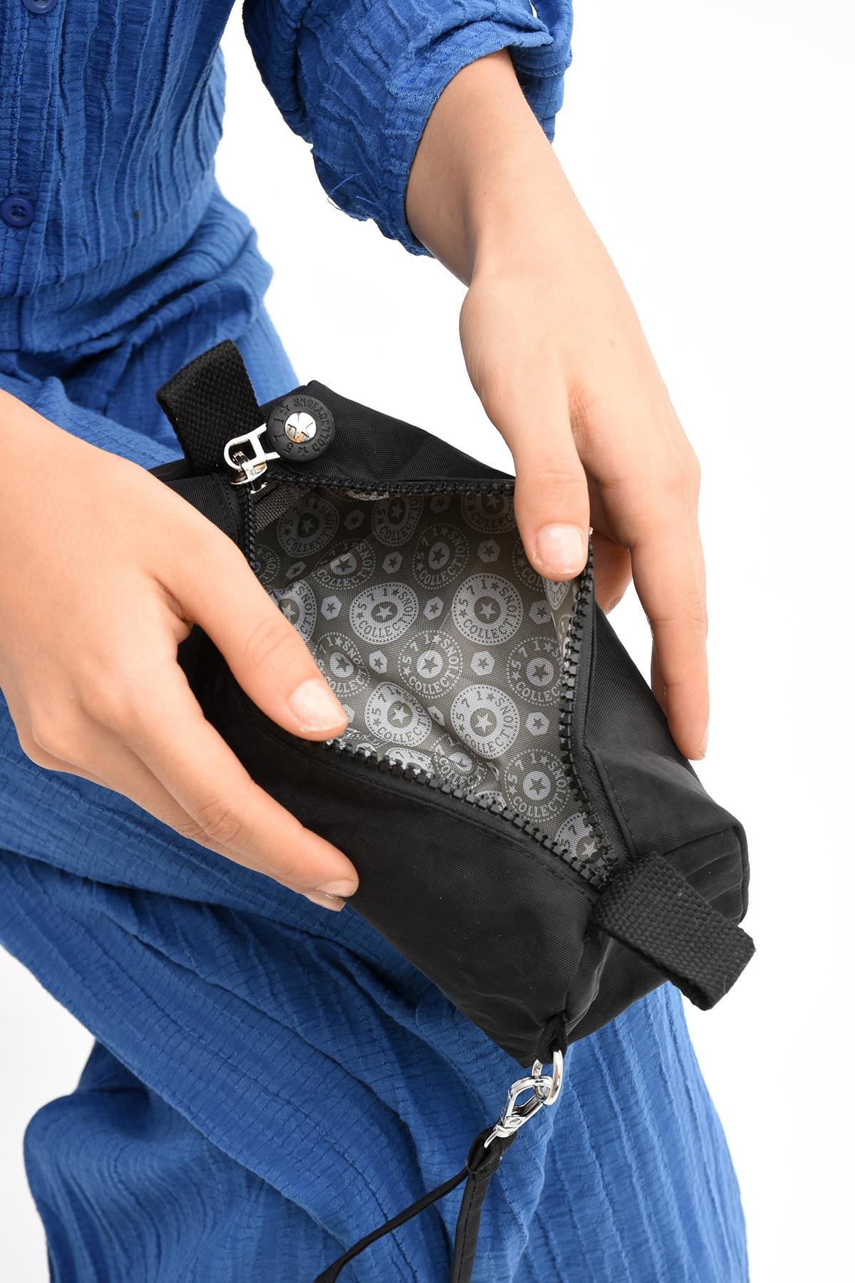 Tek Bölmeli Kalemlik (Yıkanabilir ve Su Geçirmez, makyaj çantası ) Siyah (Model: 571-15H)