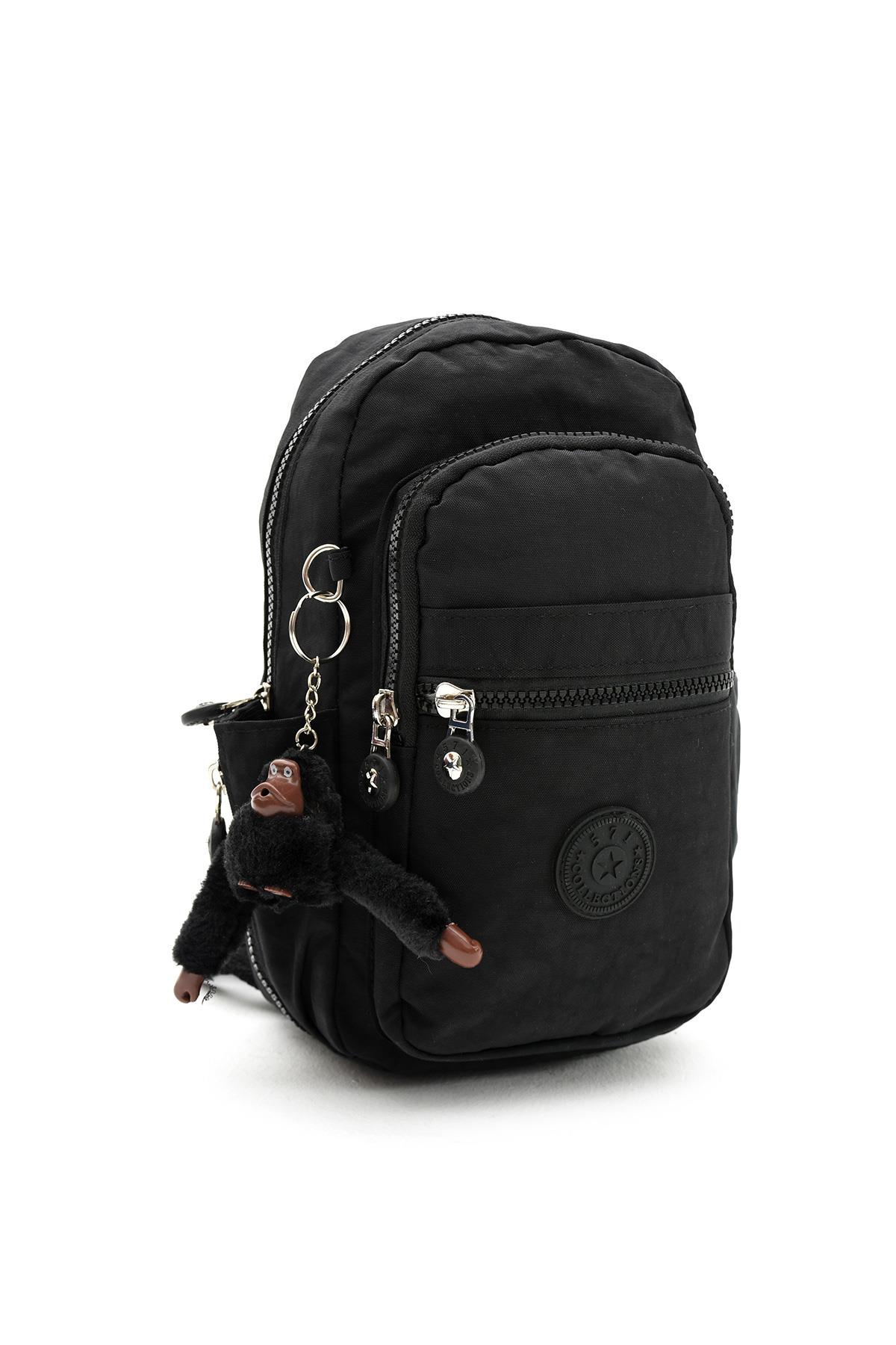 Üç Bölmeli Bodybag Göğüs Omuz Çantası Unisex Siyah (Model: 571-8B)