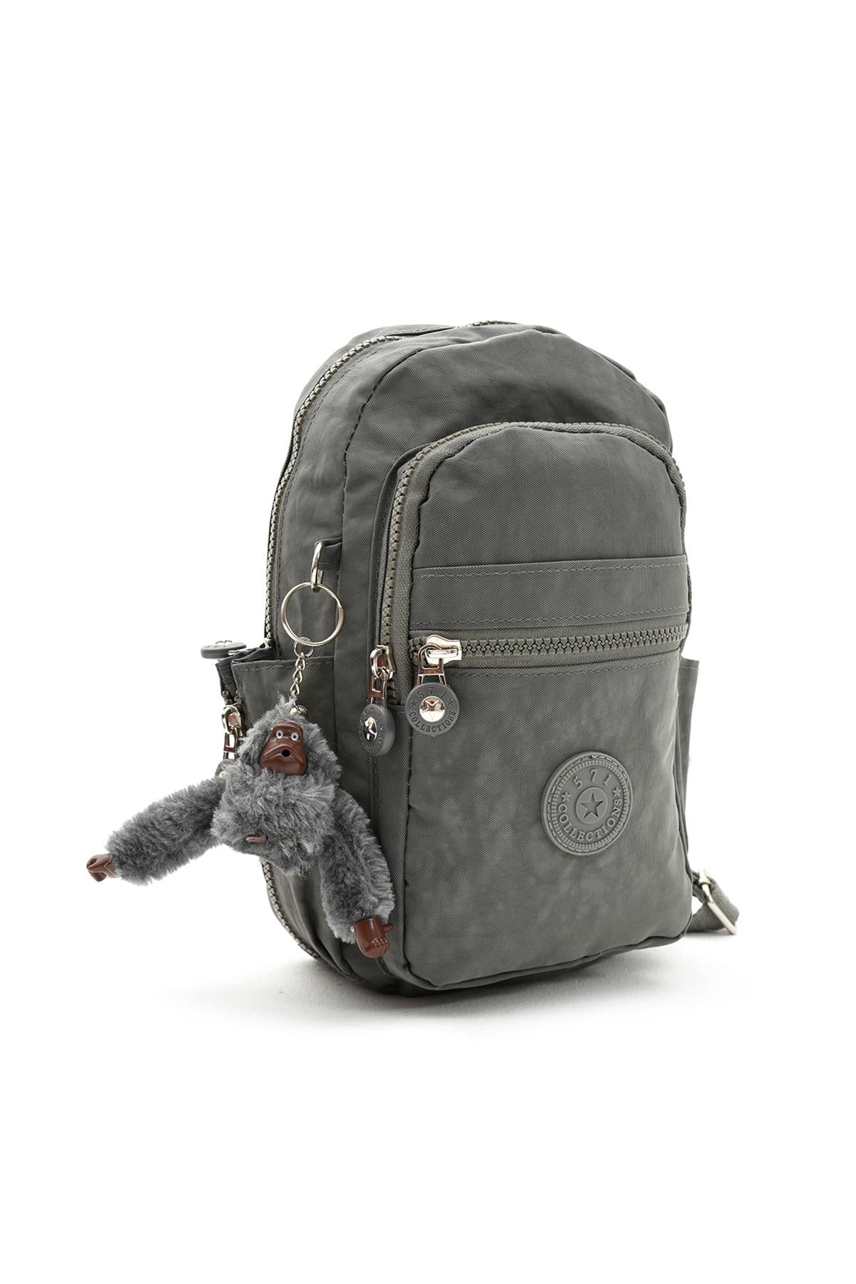 Üç Bölmeli Bodybag Göğüs Omuz Çantası Unisex Gri (Model: 571-8B)