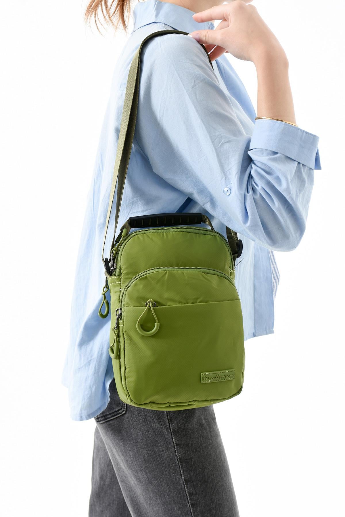 Üç Bölmeli Unisex Göğüs (Bodybag) - El Çantası Açık Yeşil (Model: 571-9P) 