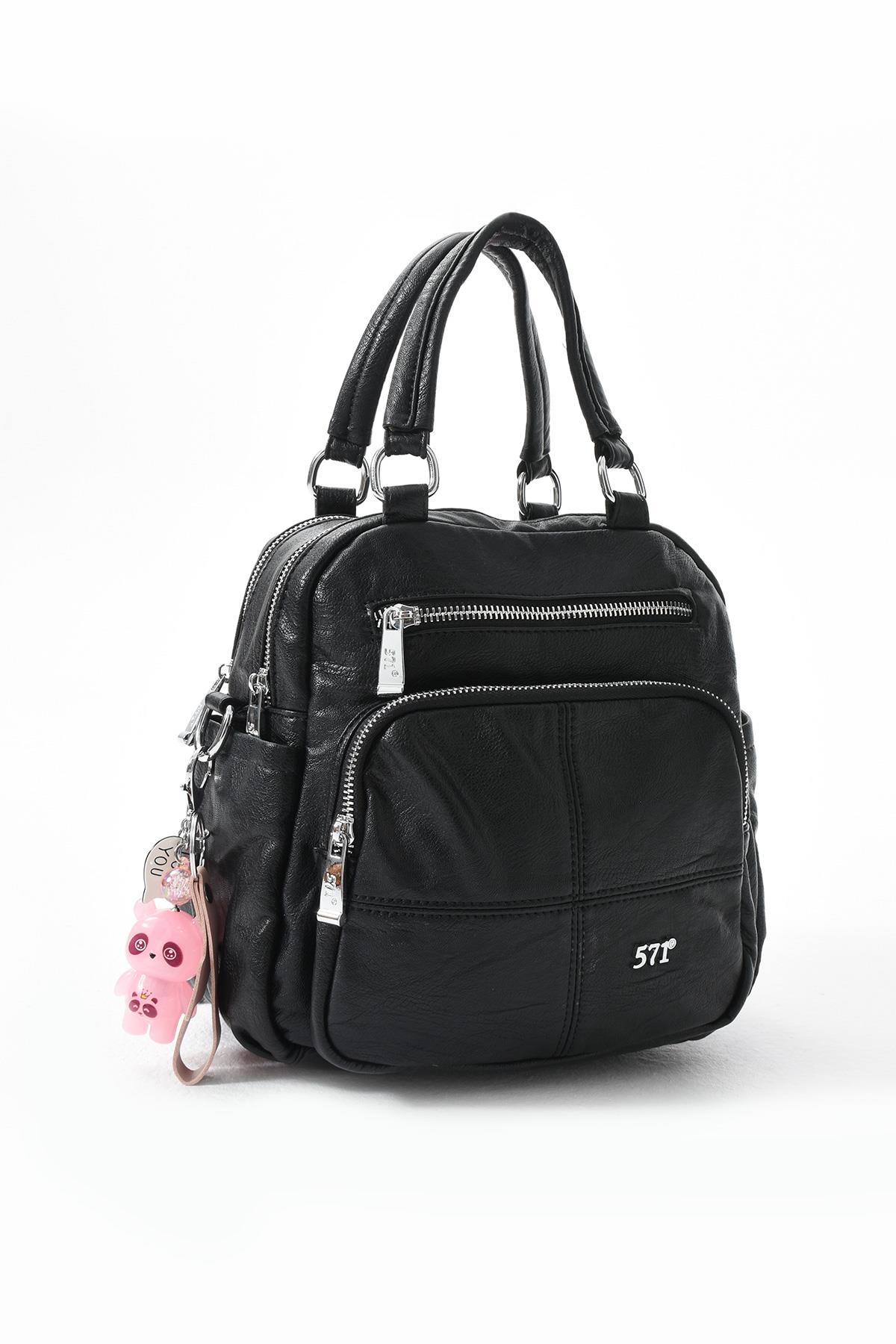 Üç Fonksiyonlu Suni Deri Sırt, Omuz, ve El Çantası (Model: 571-13-17B))