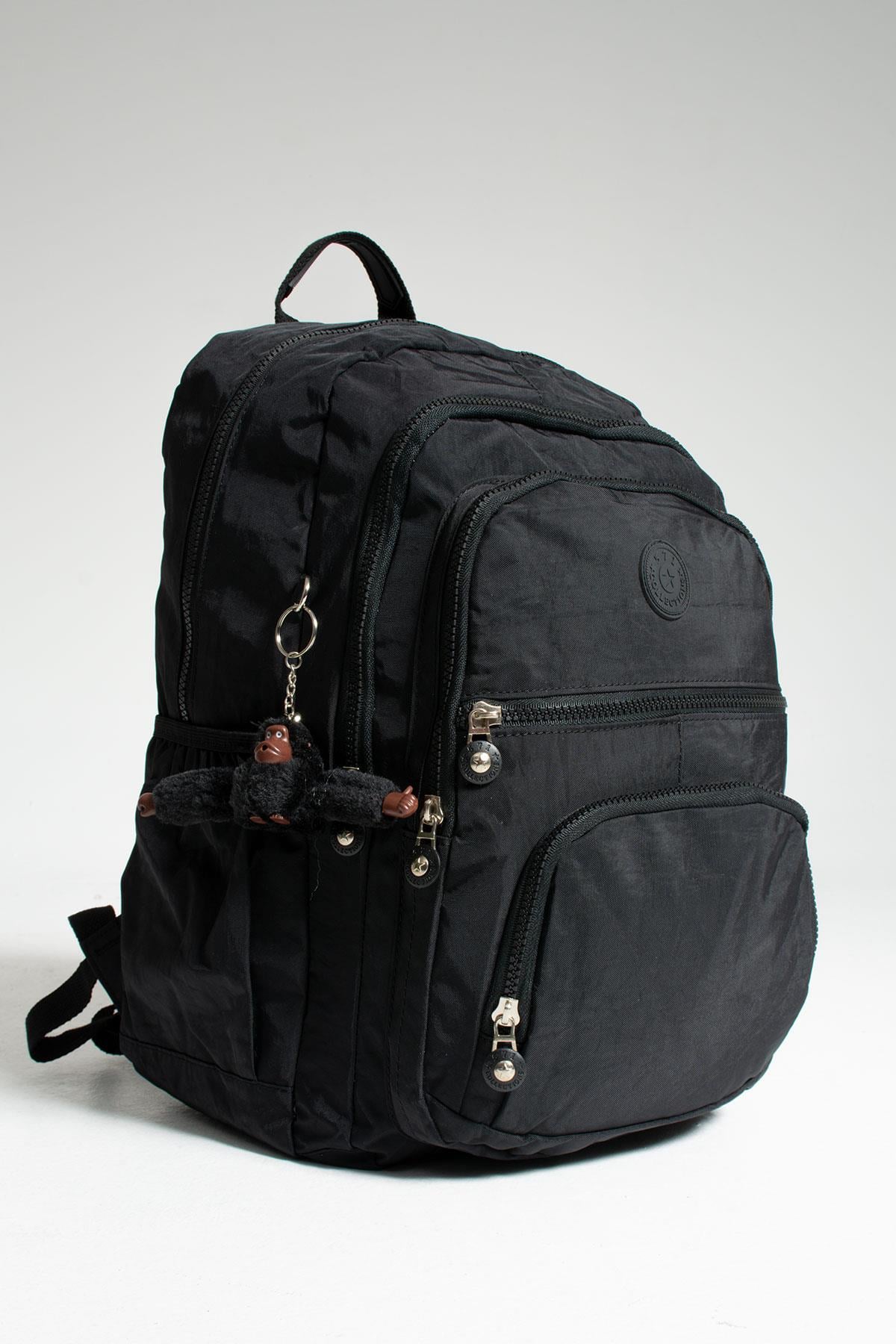 Ultra Hafif Çok Cepli Krinkıl Sırt Çantası Unisex Siyah (Model: 571-2C)