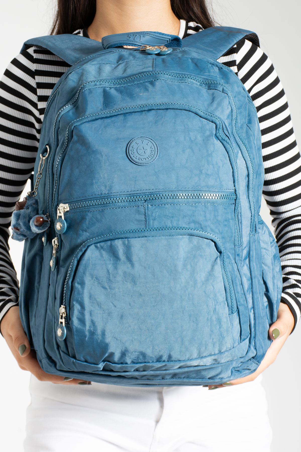Ultra Hafif Çok Cepli Krinkıl Sırt Çantası Unisex Mavi (Model: 571-2C)