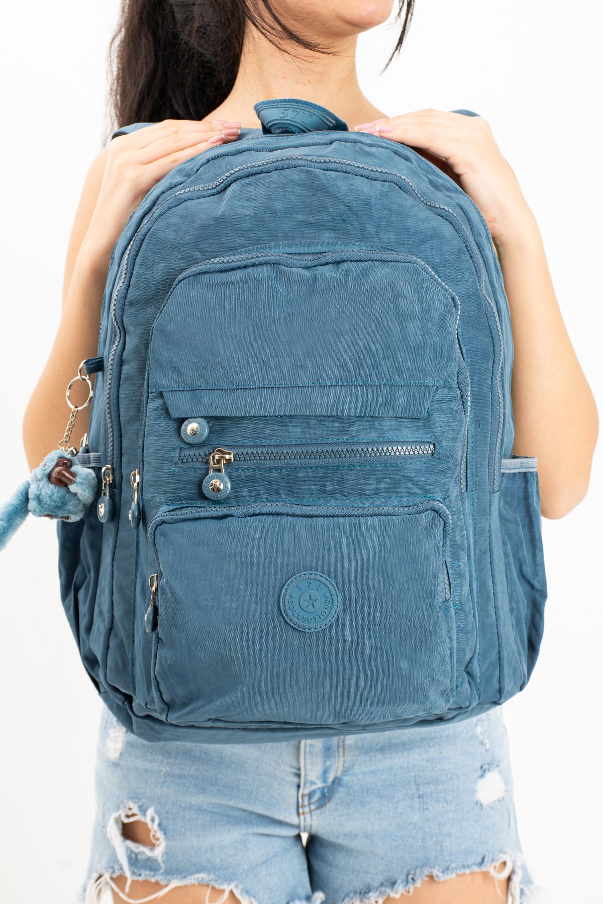 Ultra Hafif Çok Cepli Krinkıl Sırt Çantası Unisex Mavi (Model: 571-3B)