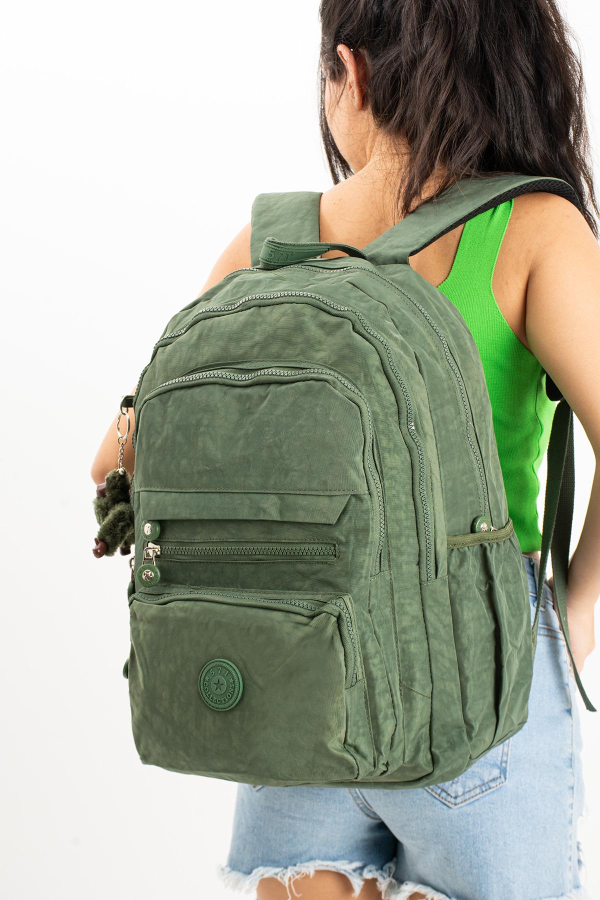 Ultra Hafif Çok Cepli Krinkıl Sırt Çantası Unisex Yeşil(Model: 571-3B)