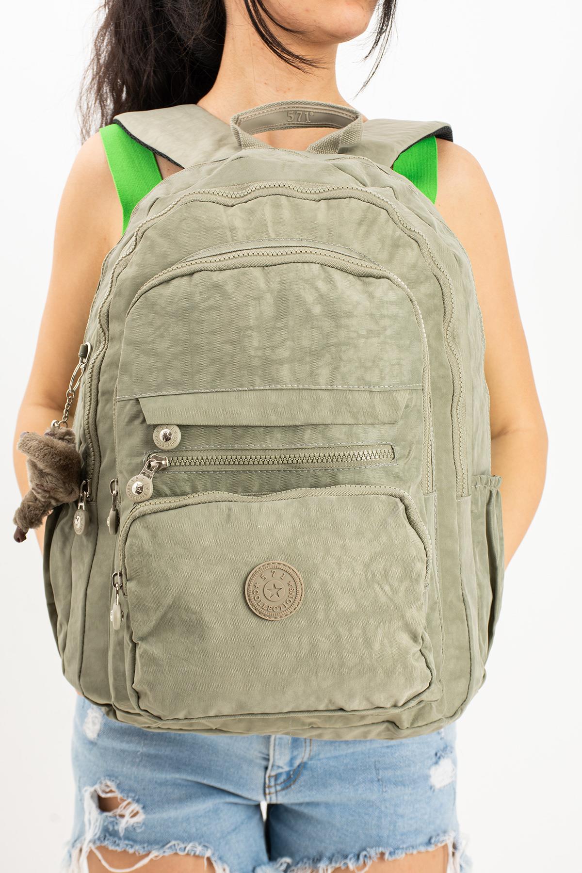Ultra Hafif Çok Cepli Krinkıl Sırt Çantası Vizon (Model: 571-3B)