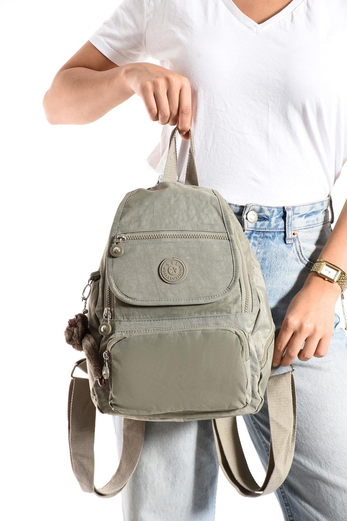 Ultra Hafif Çok Cepli Küçük Boy Sırt Çantası Unisex Vizon (Model: 571-4G)