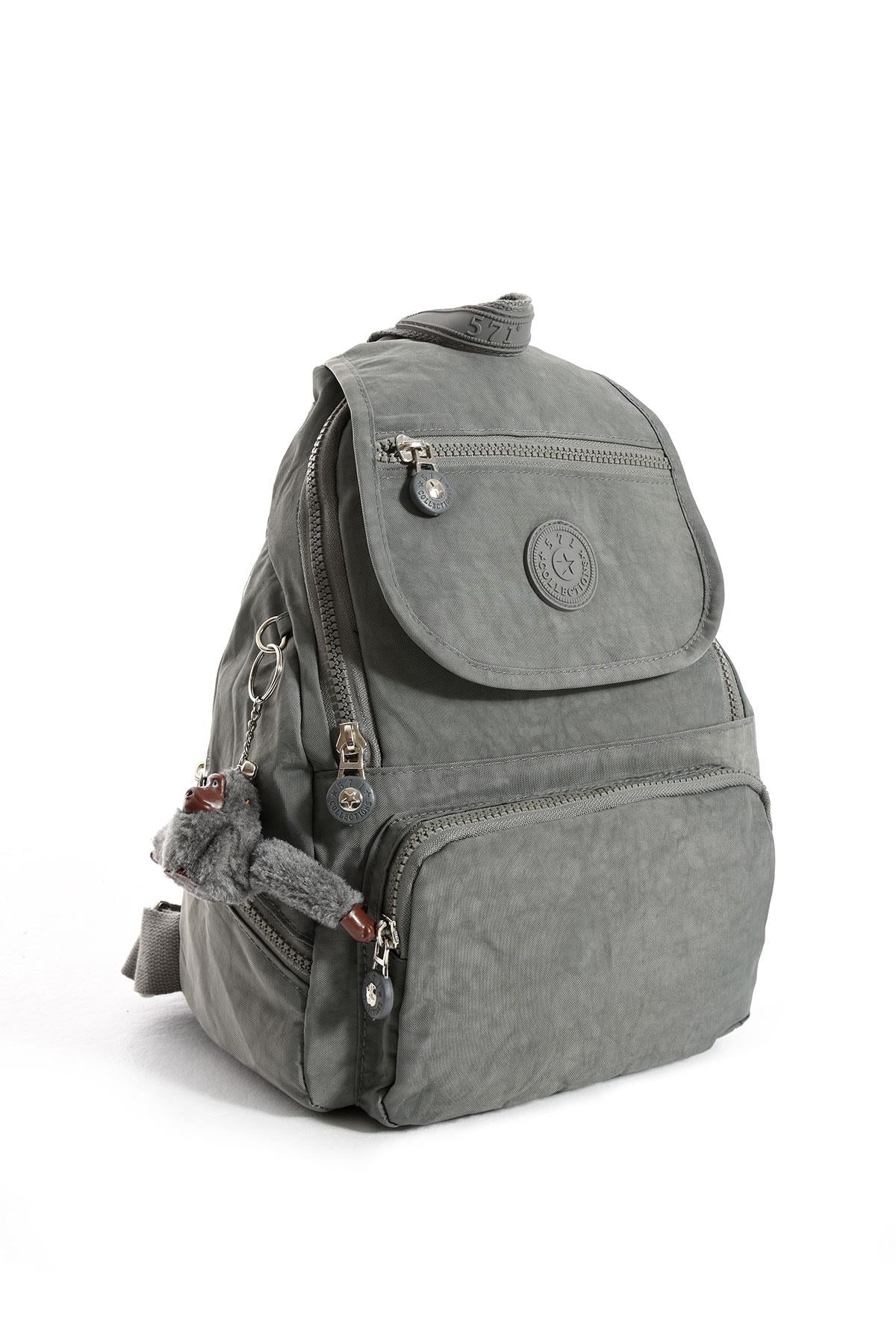 Ultra Hafif Çok Cepli Küçük Boy Sırt Çantası Unisex Gri (Model: 571-4G)