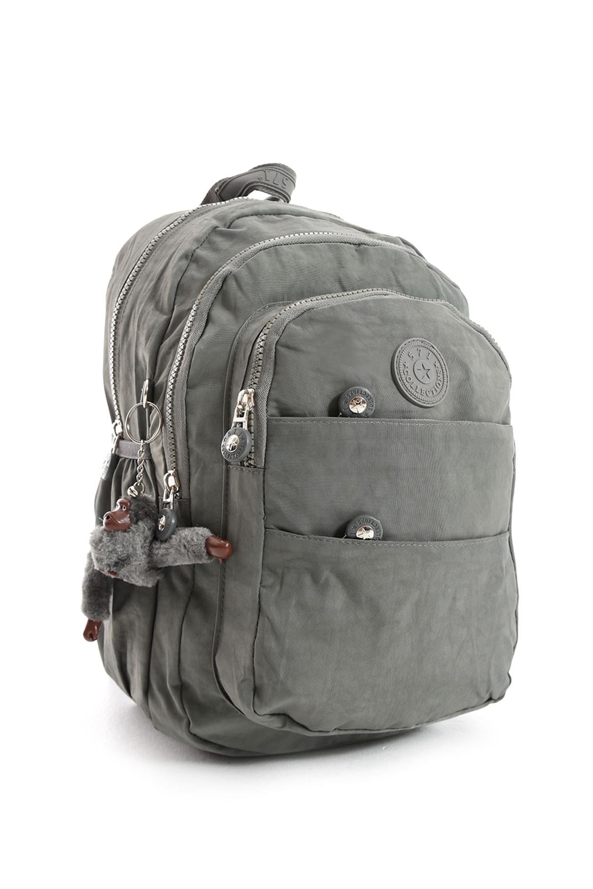 Ultra Hafif Çok Cepli Orta Boy Sırt Çantası Unisex Gri (Model: 571-4C)