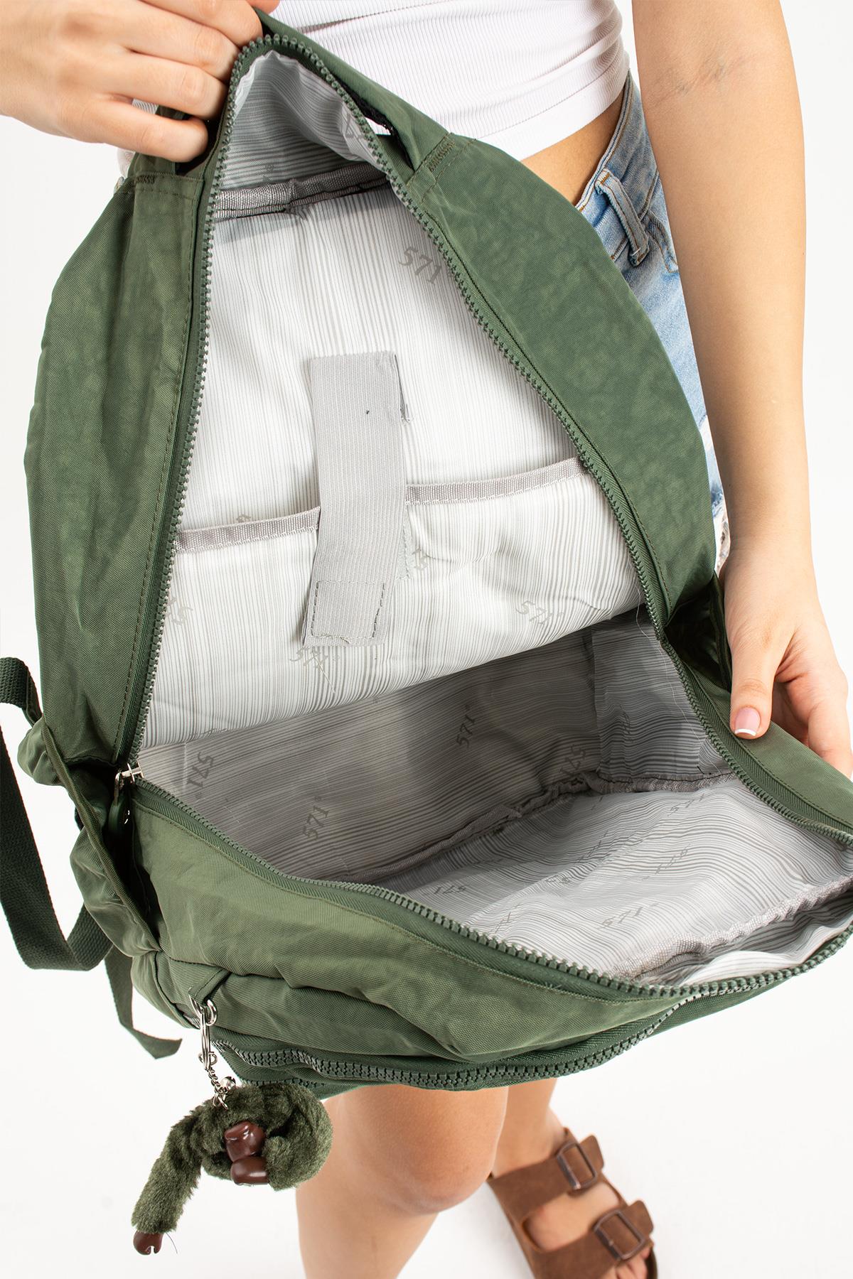 Ultra Hafif Çok Cepli Orta Boy Sırt Çantası Unisex Yeşil (Model: 571-3E) 