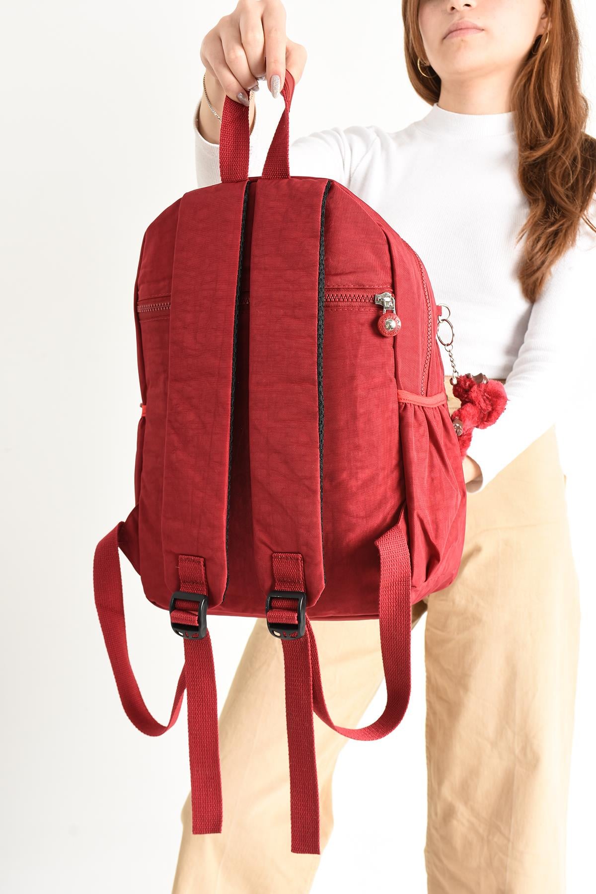Ultra Hafif Çok Cepli Orta Boy Sırt Çantası Kırmzı (Model: 571-4D)