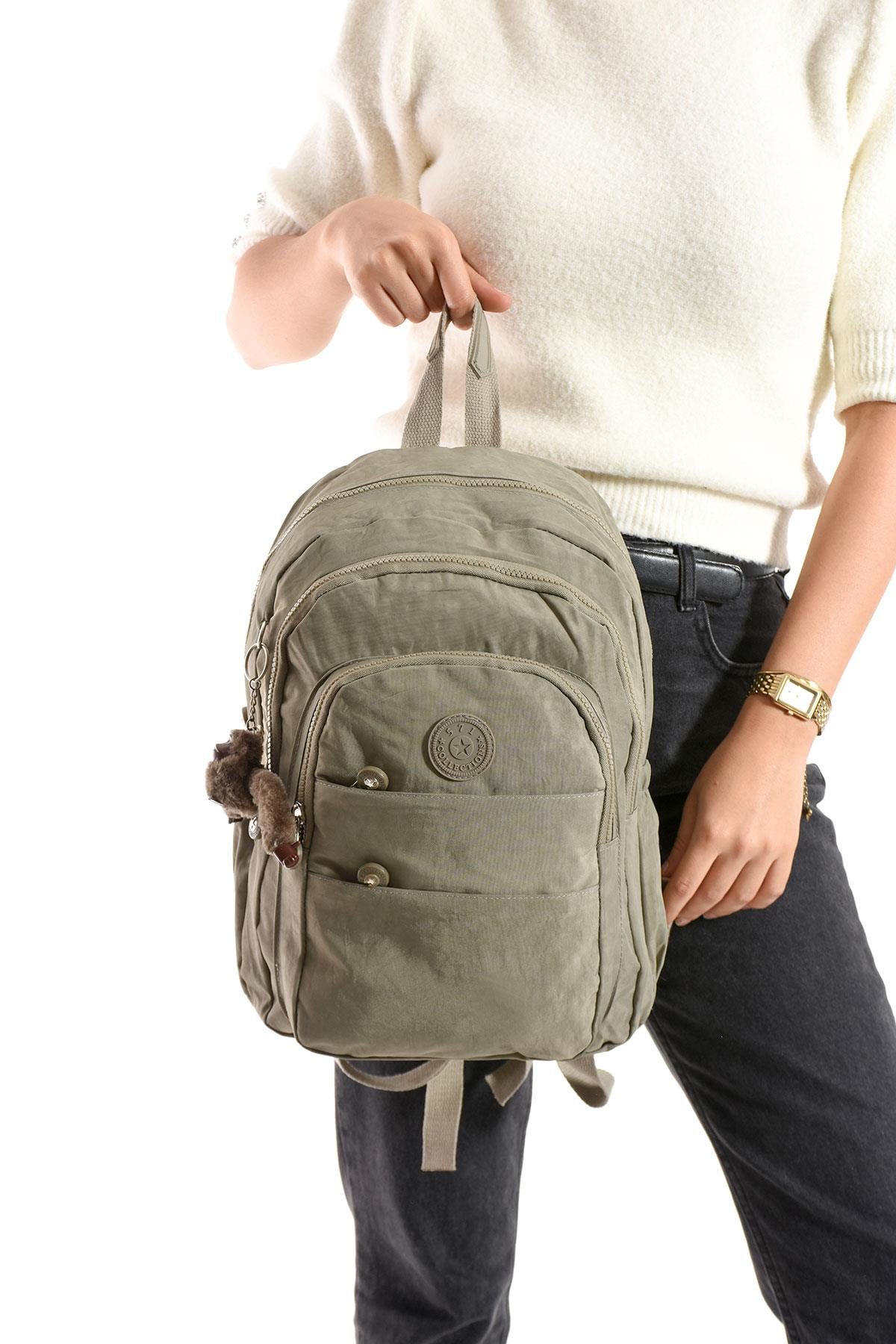 Ultra Hafif Çok Cepli Orta Boy Sırt Çantası Unisex Vizon (Model: 571-4C)