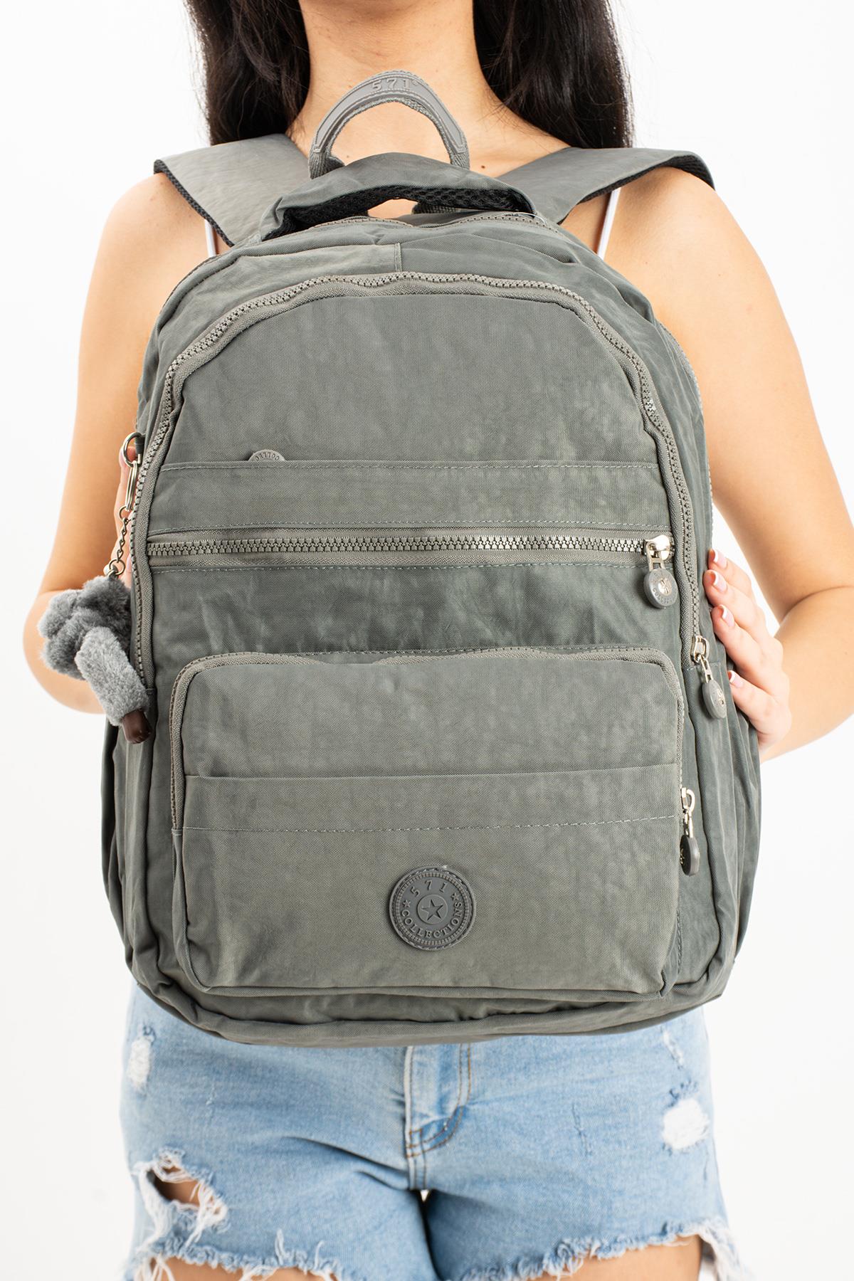 Ultra Hafif Çok Cepli Orta Boy Sırt Çantası Unisex Gri (Model: 571-3E)