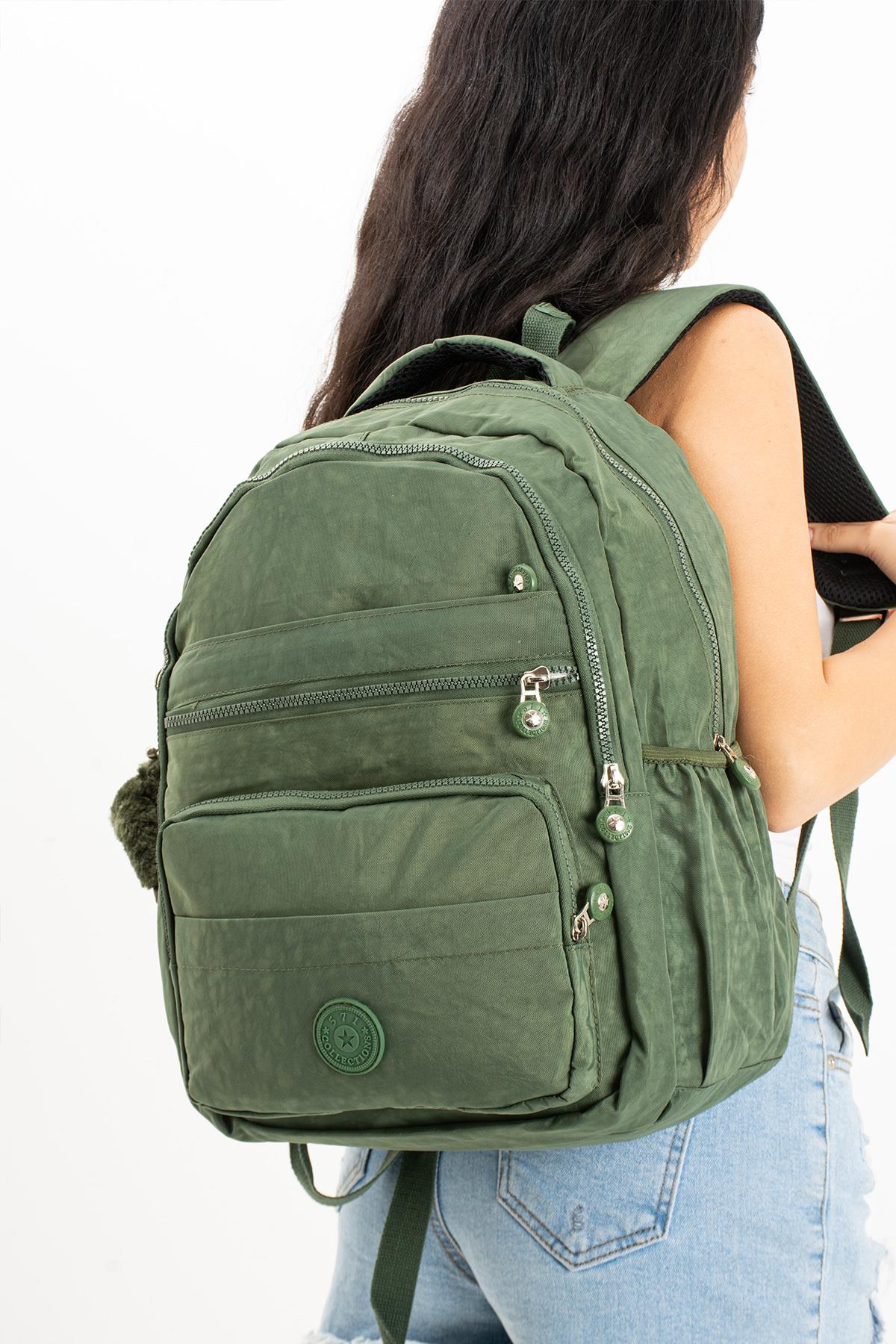 Ultra Hafif Çok Cepli Orta Boy Sırt Çantası Unisex Yeşil (Model: 571-3E) 