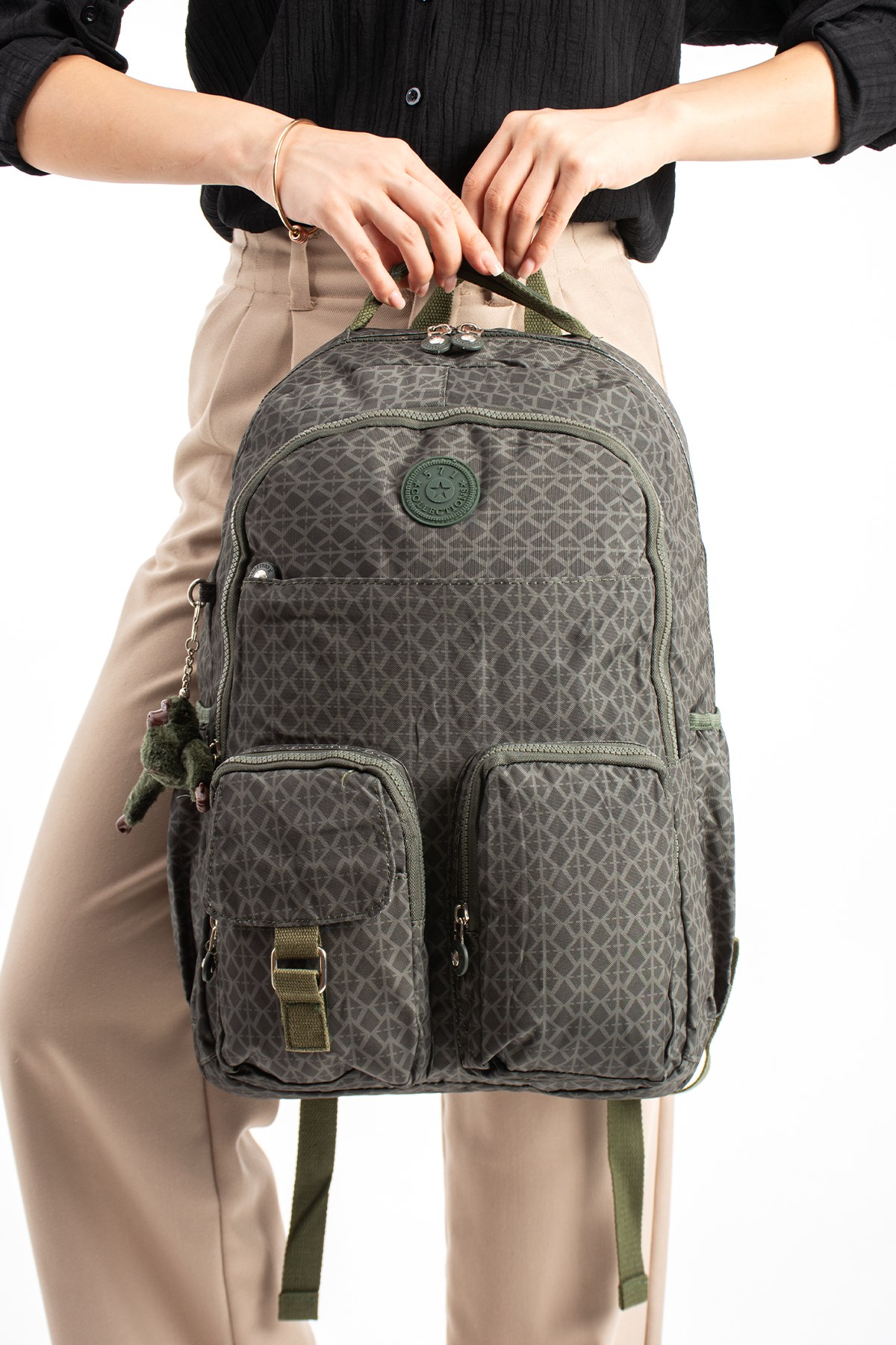 571-1AUltra Hafif Çok Cepli Su Geçirmez Sırt Çantası Unisex Desenli Yeşil (Model: 571-1A)