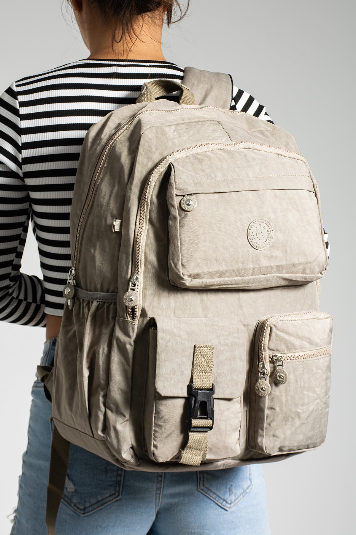 Ultra Hafif Çok Cepli Su Geçirmez Sırt Çantası Vizon (Model: 571-1K)