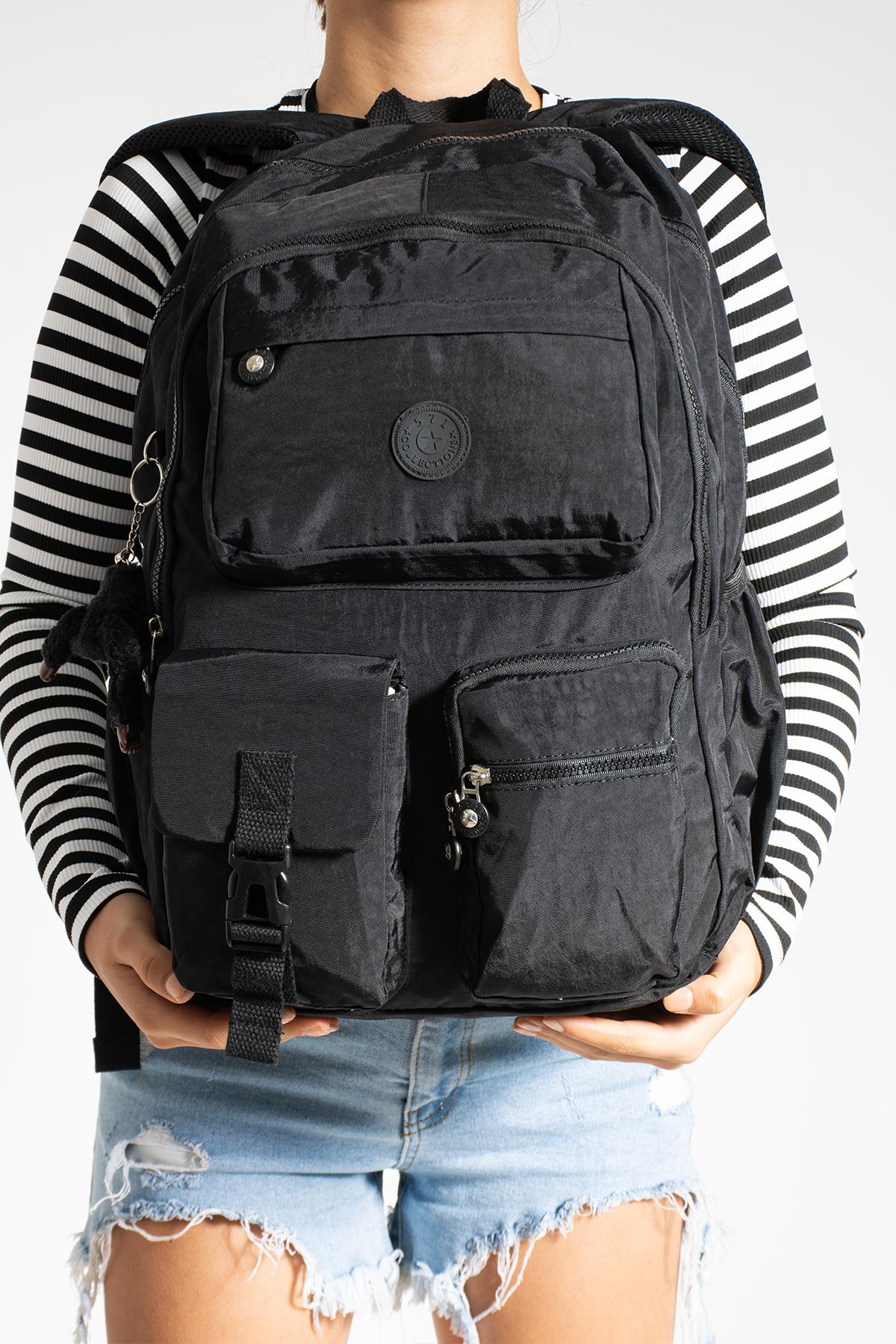 Ultra Hafif Çok Cepli Su Geçirmez Sırt Çantası Unisex Siyah (Model: 571-1K)