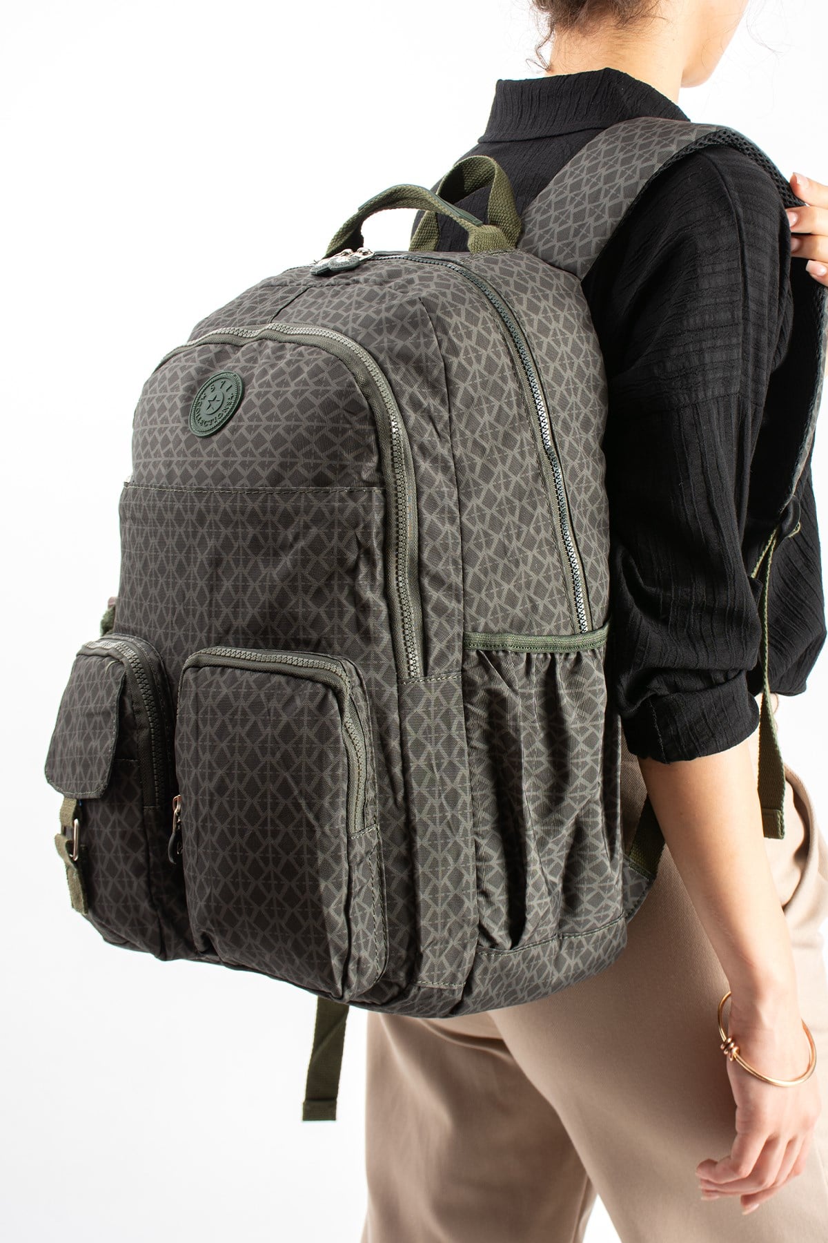 571-1AUltra Hafif Çok Cepli Su Geçirmez Sırt Çantası Unisex Desenli Yeşil (Model: 571-1A)